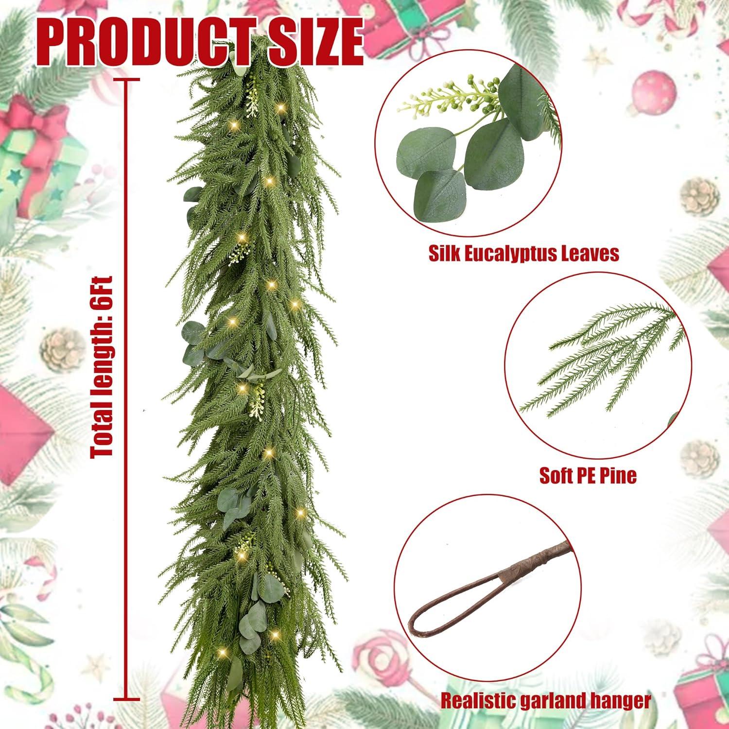 Guirnalda Navideña Sggvecsy 1.83 m Pino Norfolk Artificial