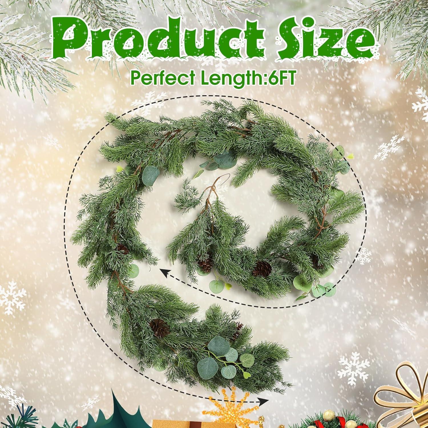 Guirnalda Navideña Artificial XunYee 1.83m con Conos y Eucalipto