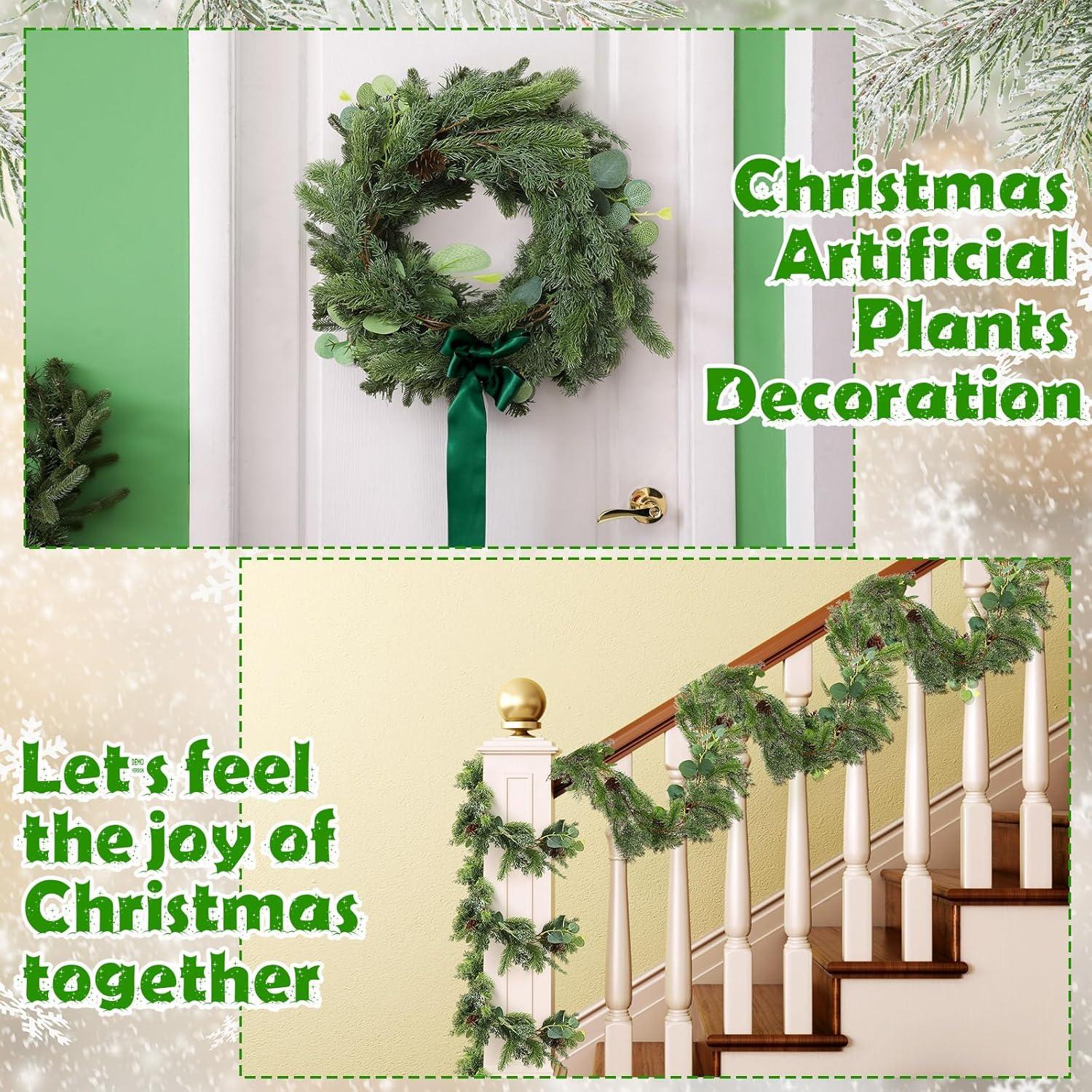 Guirnalda Navideña Artificial XunYee 1.83m con Conos y Eucalipto