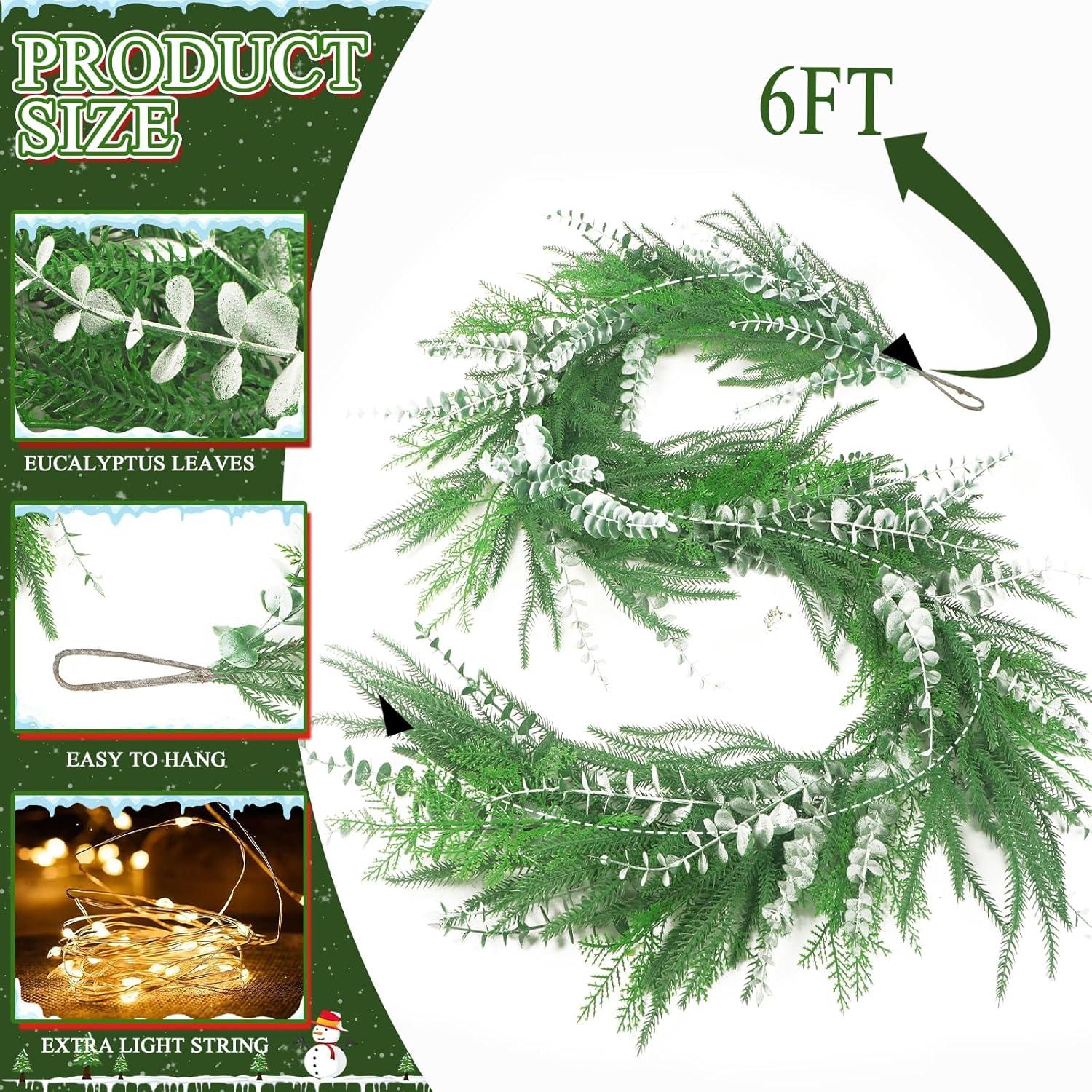 Guirnalda Artificial Eucalipto Norfolk 1.83m con Luces TISEMENT