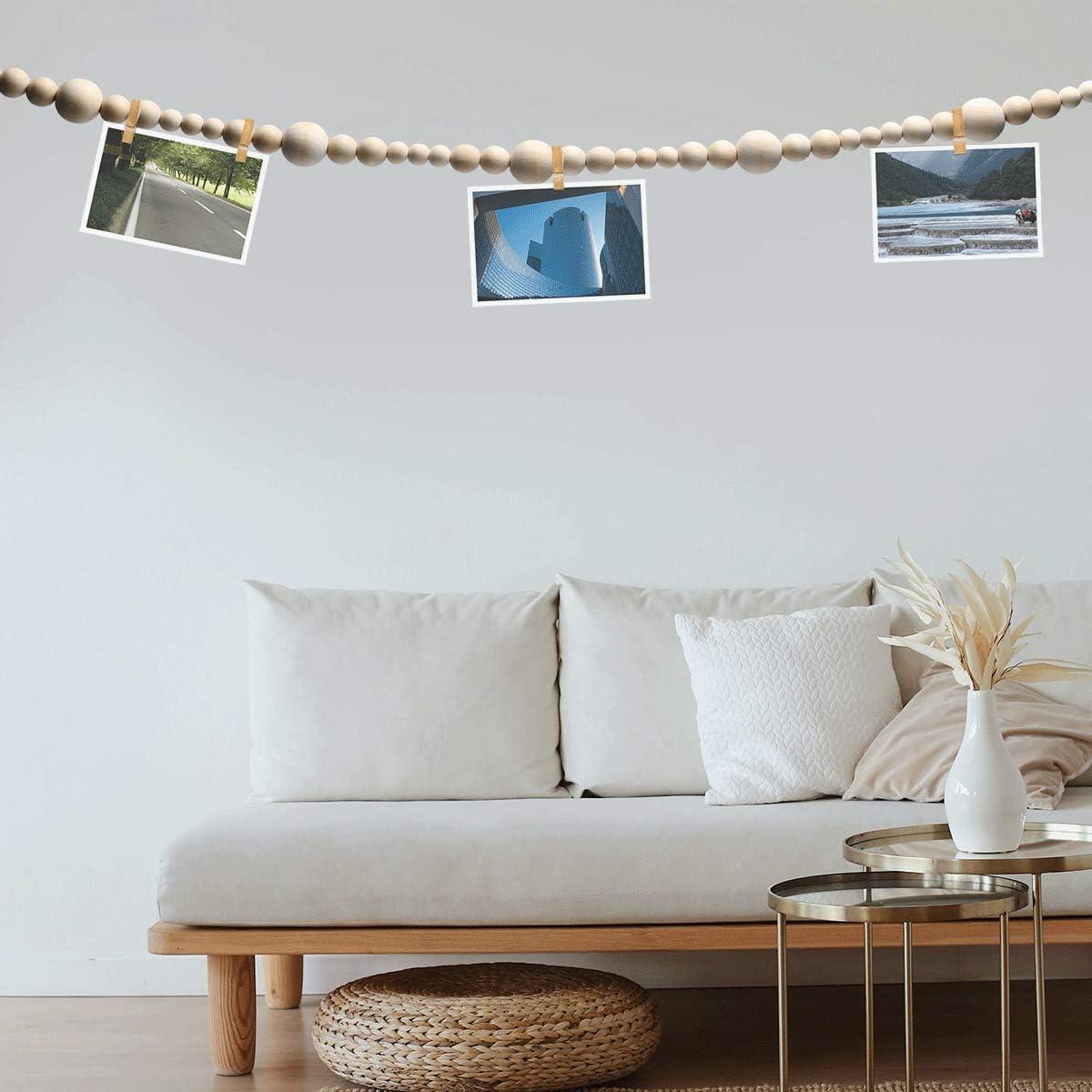 Guirnalda de Cuentas de Madera Natural 2PCS 4.4m Abitoncc