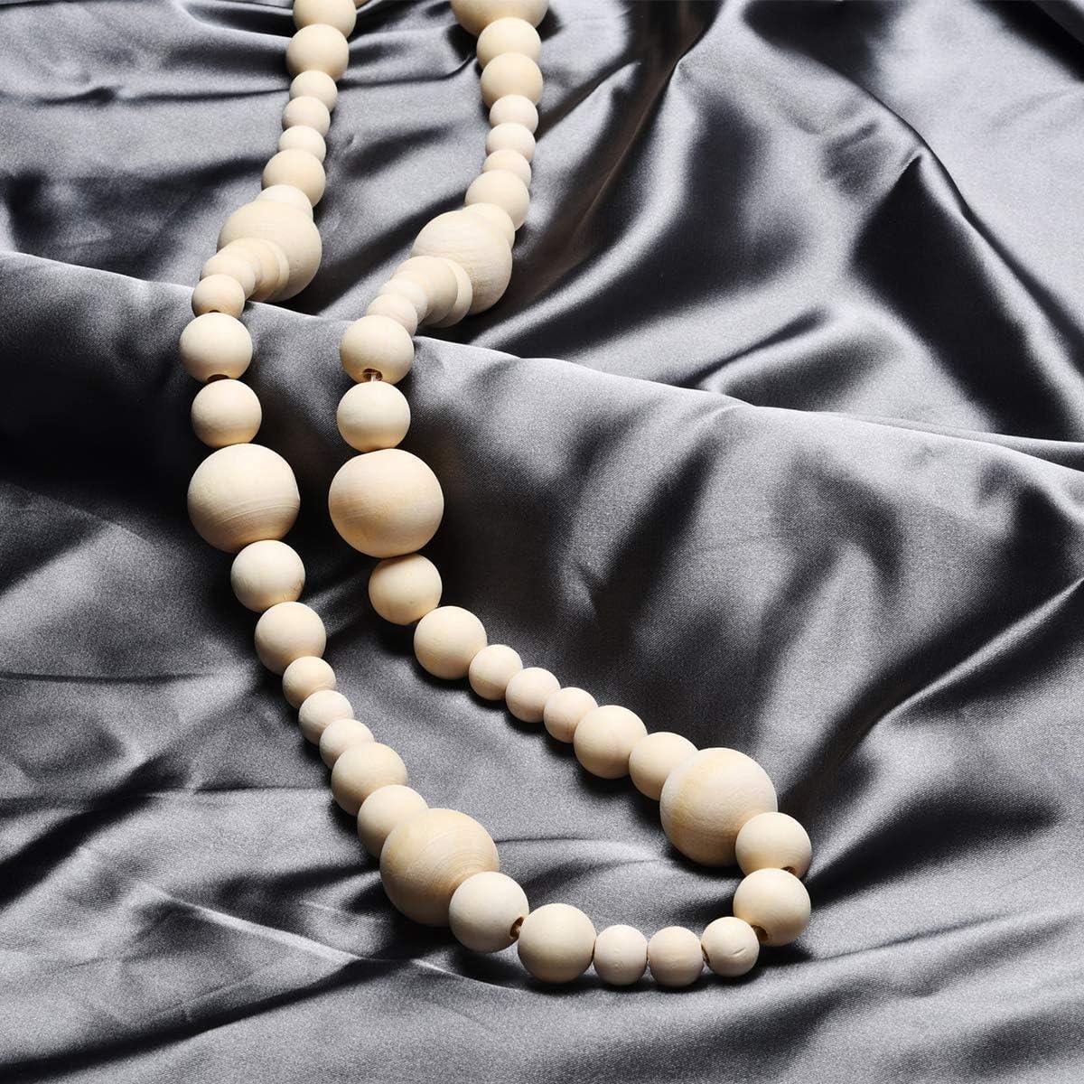 Guirnalda de Cuentas de Madera Natural 2PCS 4.4m Abitoncc