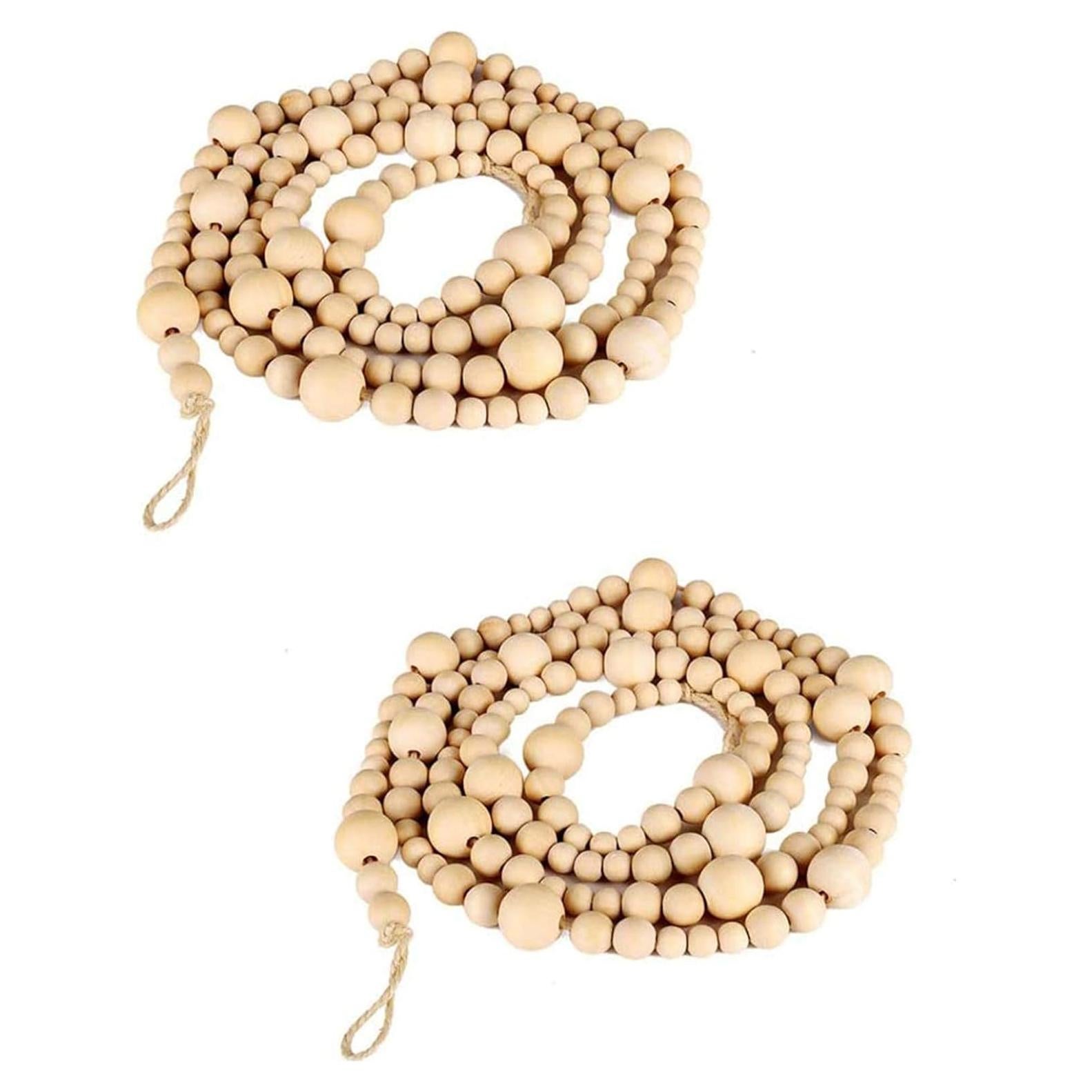 Guirnalda de Perlas de Madera CRTEPST 2 Pcs 2.2 Metros Decoración