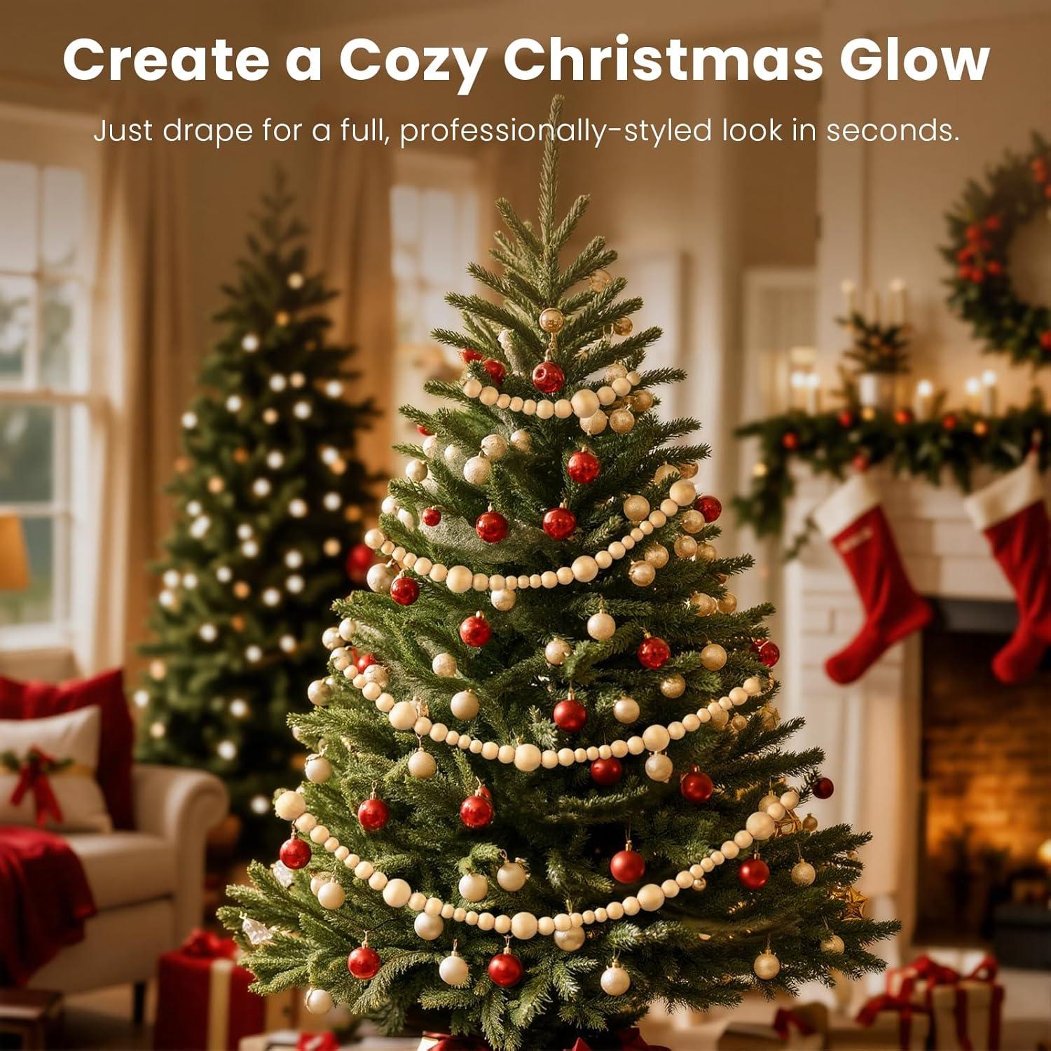 Guirnalda de Perlas de Madera CRTEPST 2 Pcs 2.2 Metros Decoración