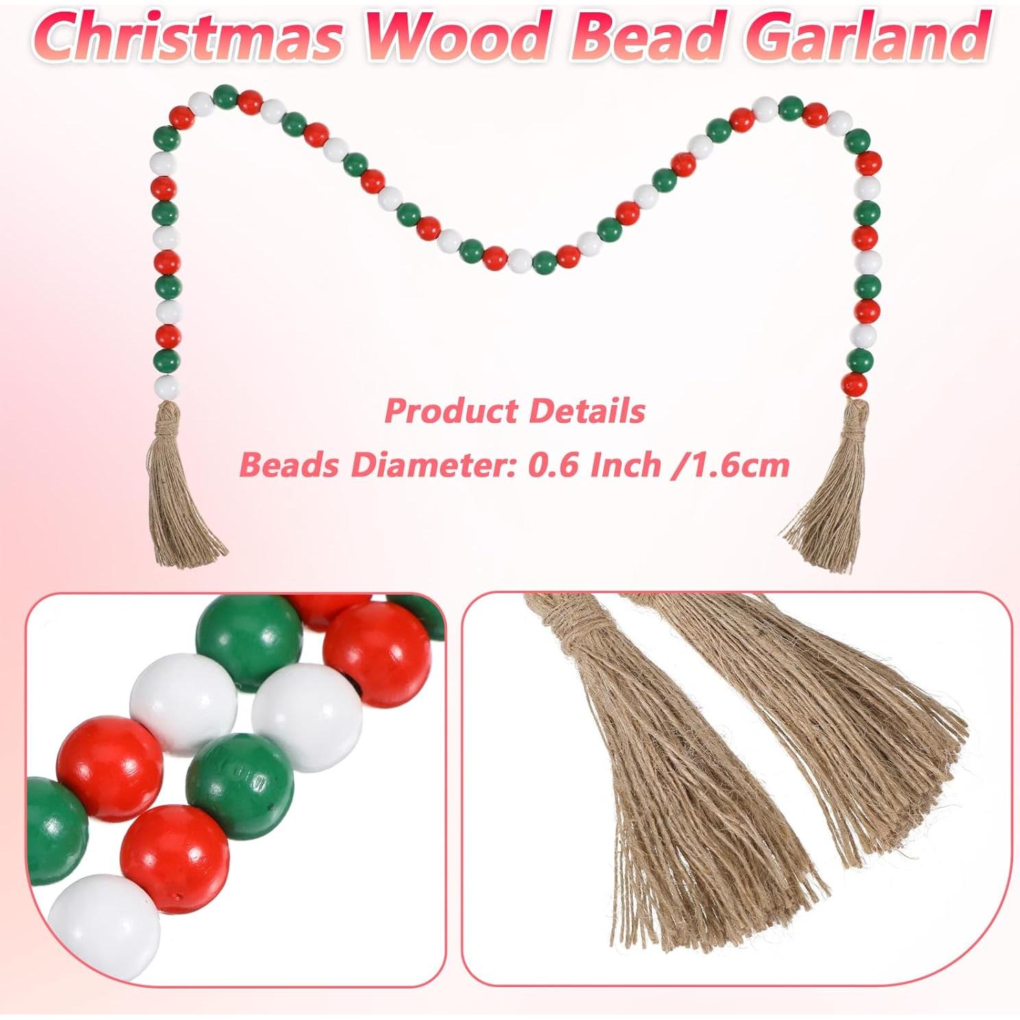 Guirnalda de Cuentas de Madera Shimmeroo 102 cm Decoración Navideña