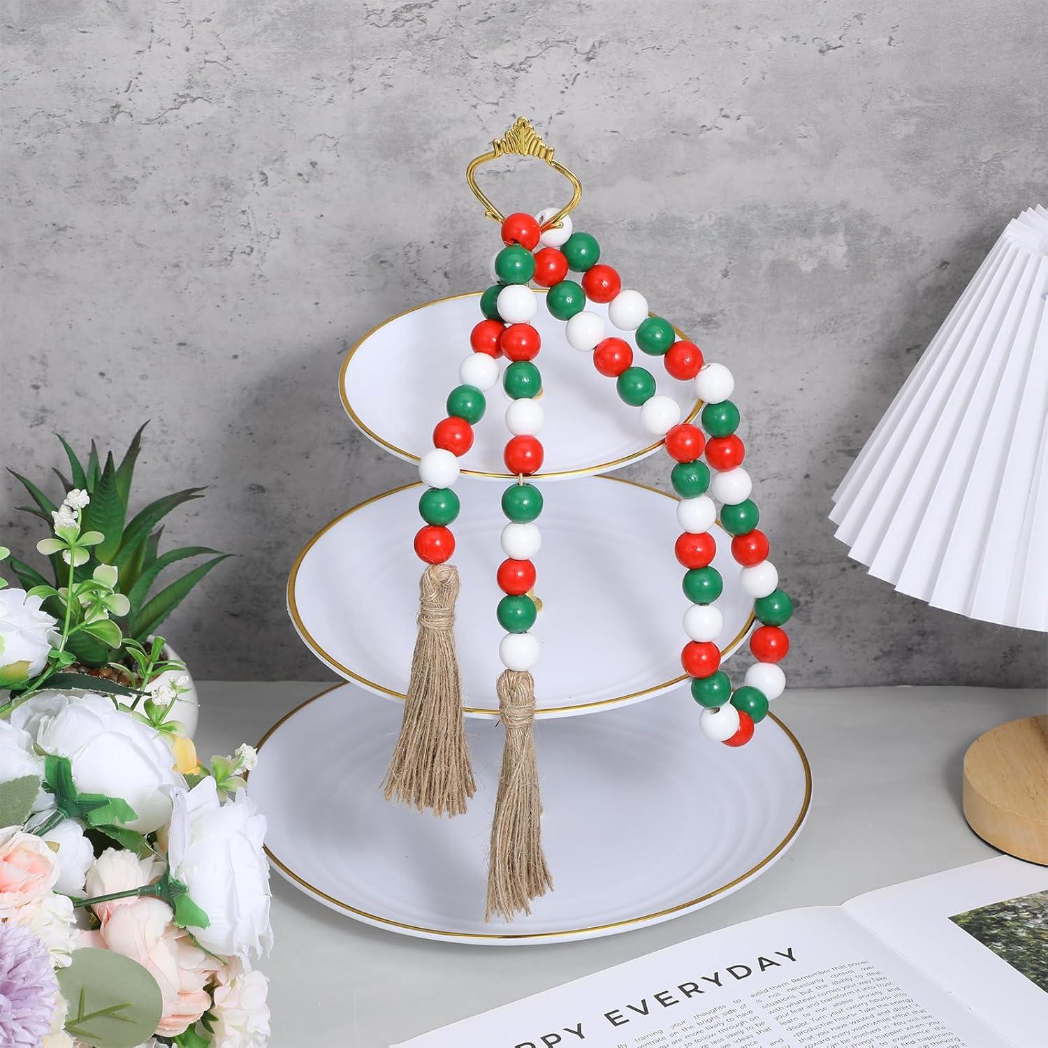 Guirnalda de Cuentas de Madera Shimmeroo 102 cm Decoración Navideña