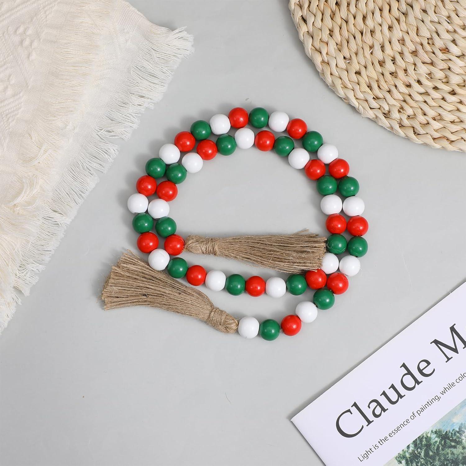 Guirnalda de Cuentas de Madera Shimmeroo 102 cm Decoración Navideña