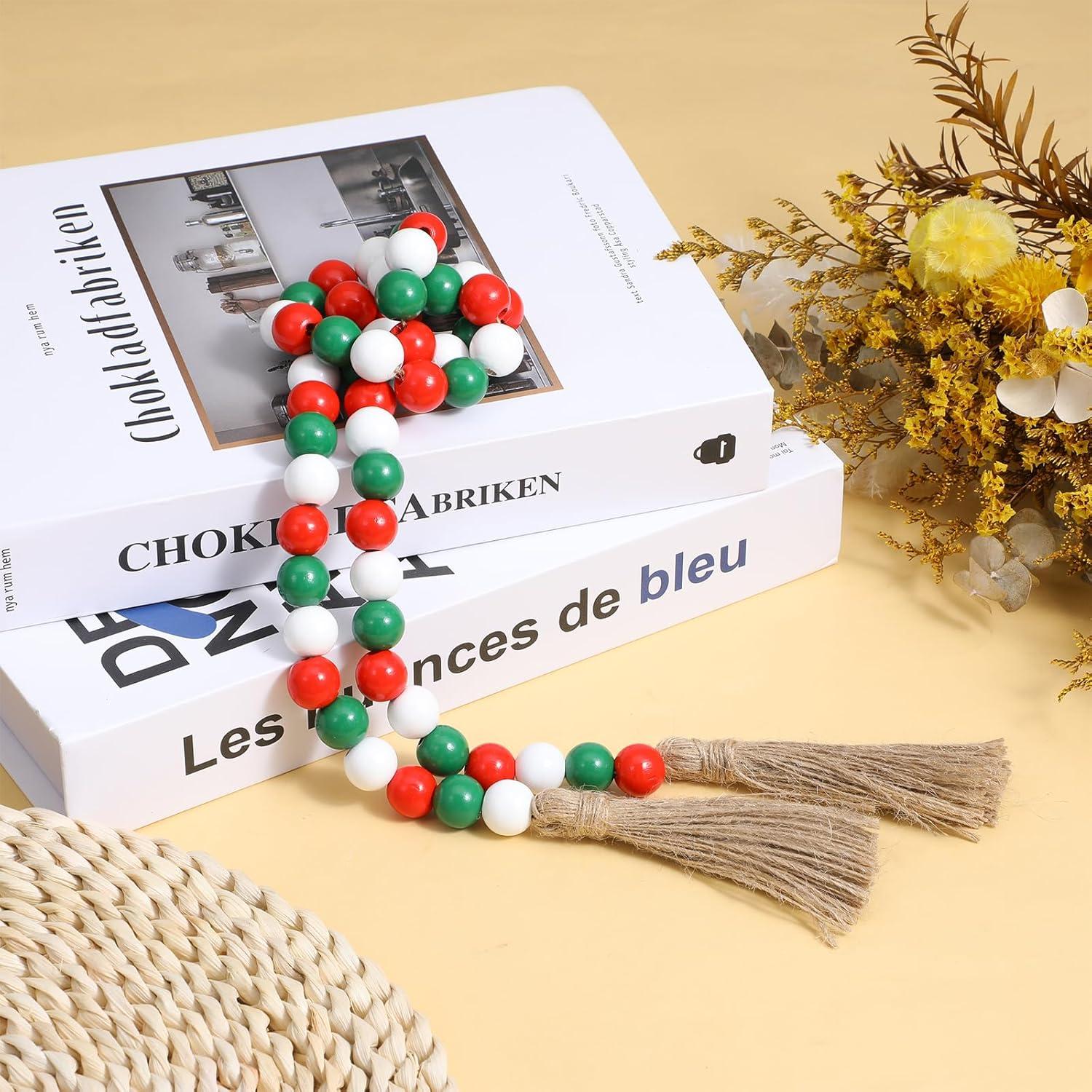 Guirnalda de Cuentas de Madera Shimmeroo 102 cm Decoración Navideña