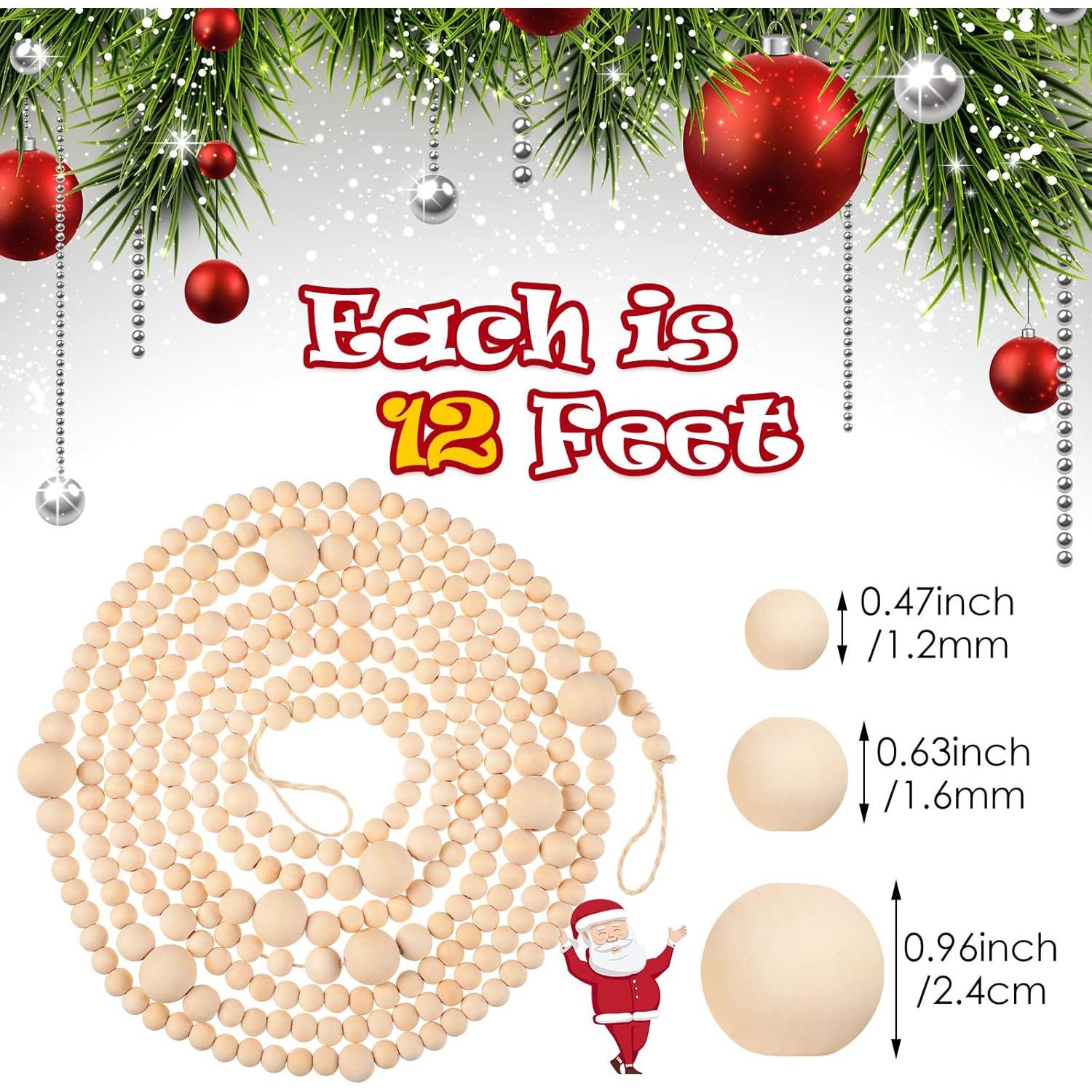 Guirnalda de Perlas de Madera Yinder 3.6m Decoración Navideña