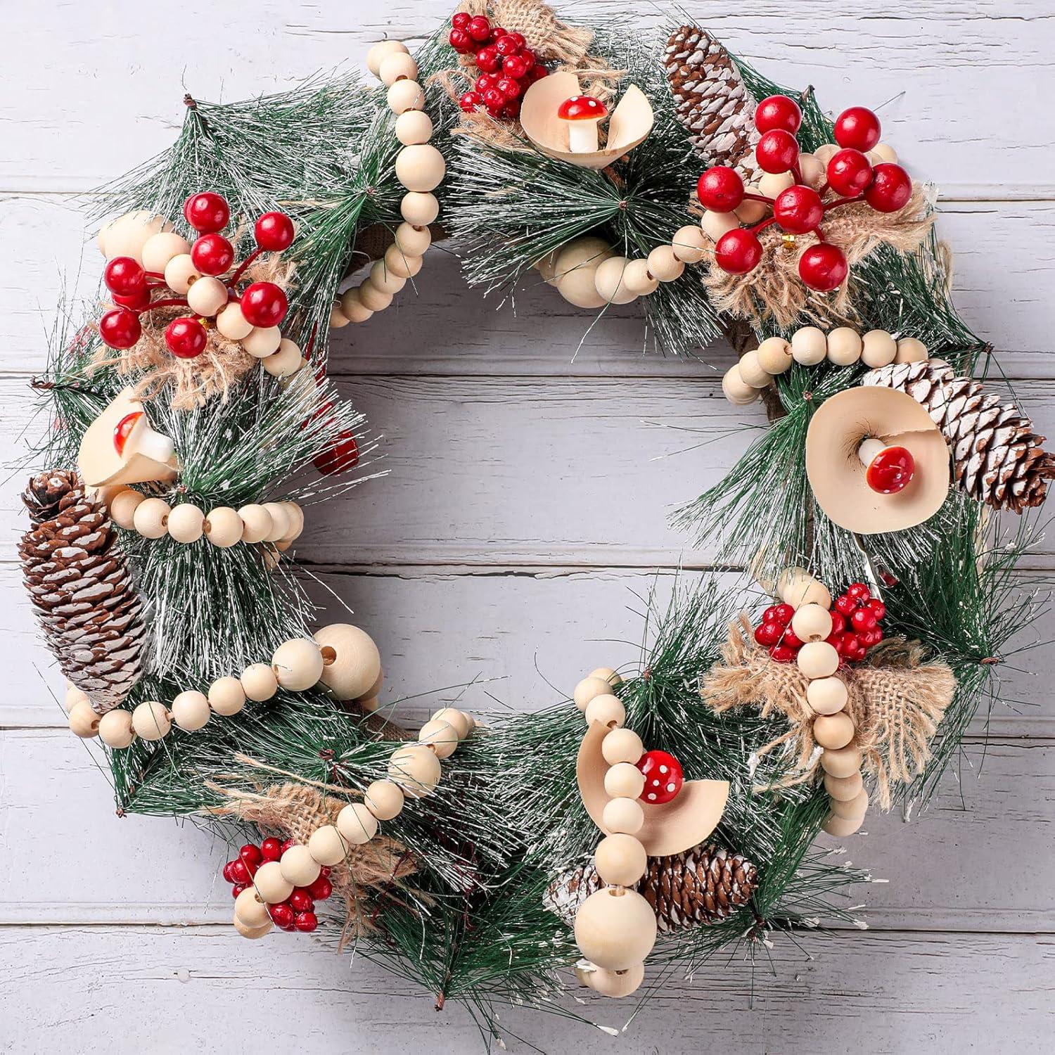 Guirnalda de Perlas de Madera Yinder 3.6m Decoración Navideña