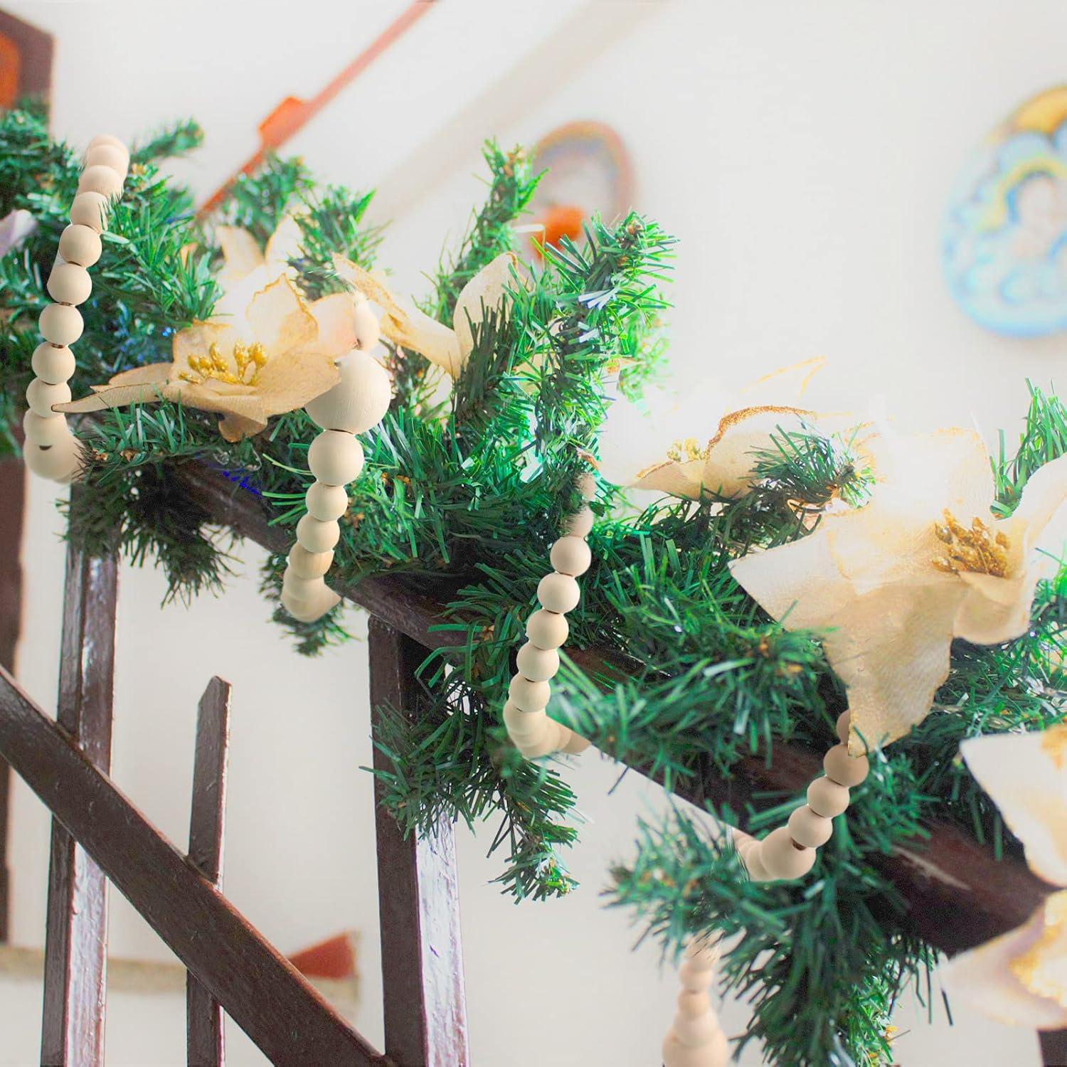 Guirnalda de Perlas de Madera Yinder 3.6m Decoración Navideña