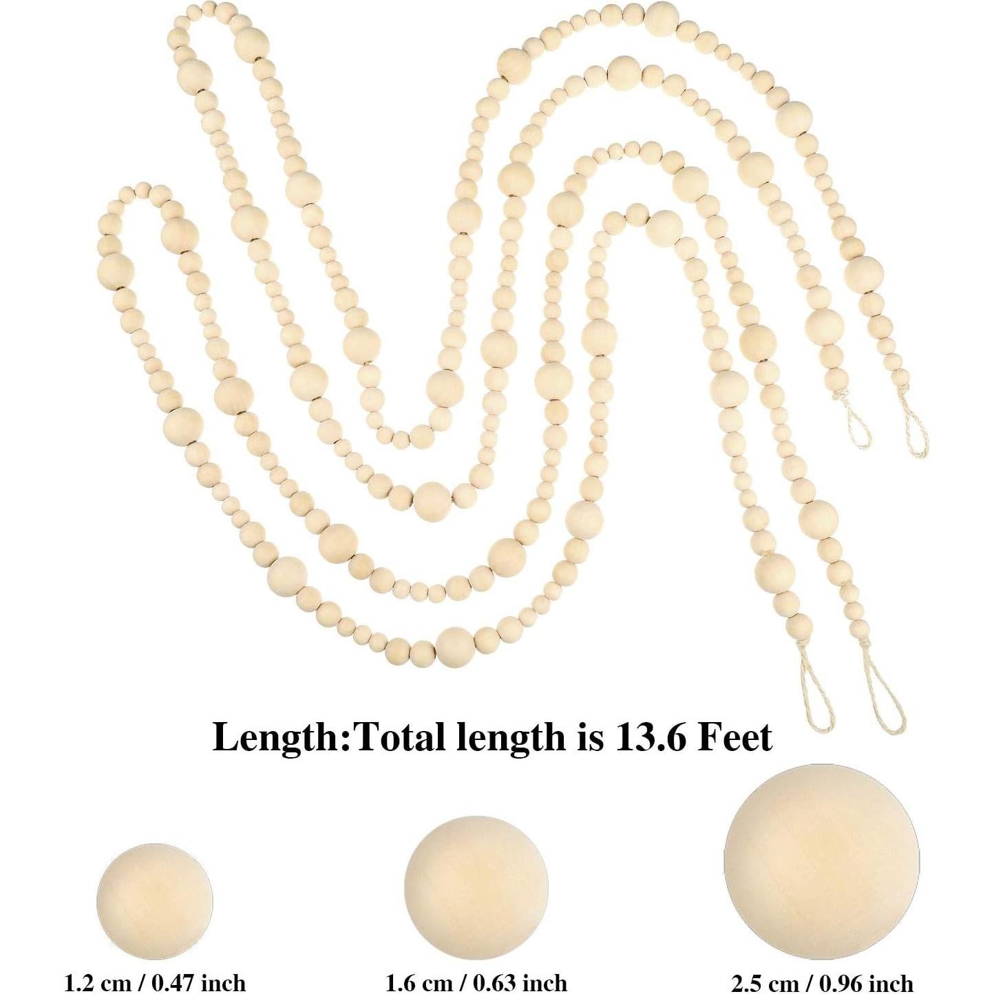 Guirnalda de Perlas de Madera Syhood 4.1m Decoración Rústica