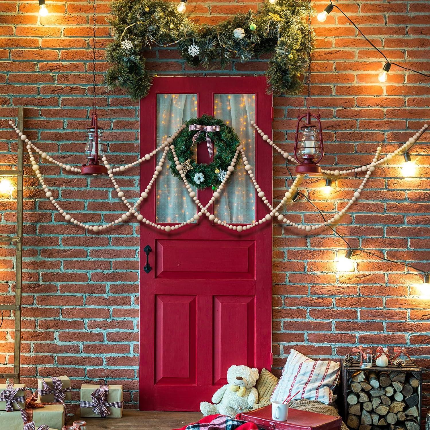 Guirnalda de Perlas de Madera Syhood 4.1m Decoración Rústica