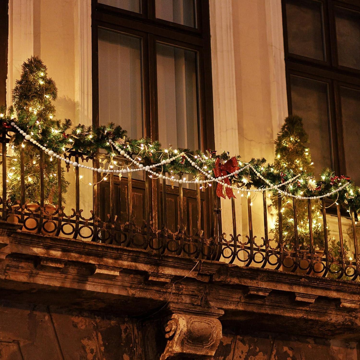 Guirnalda de Perlas de Madera Syhood 4.1m Decoración Rústica