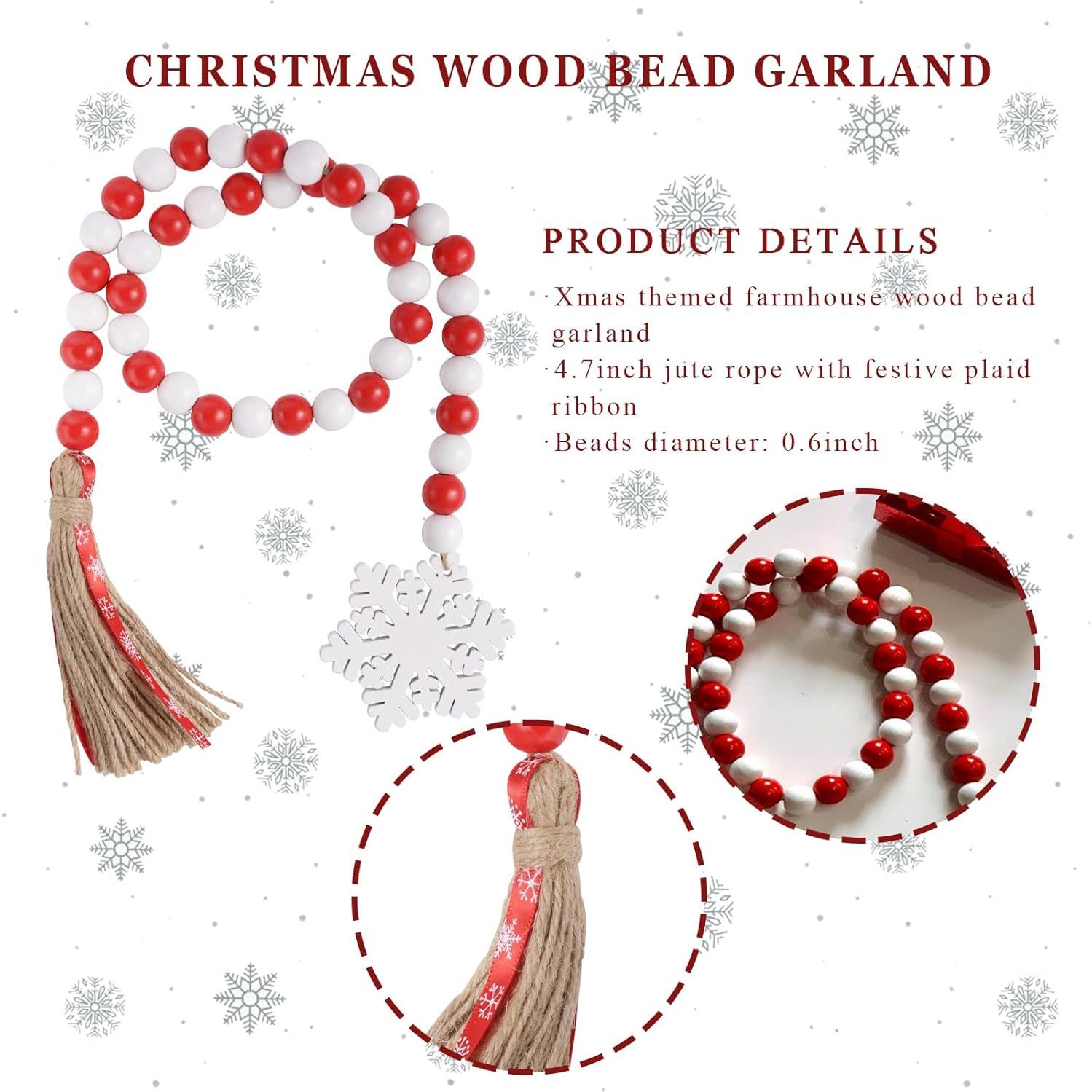 Guirnalda de Cuentas de Madera Navideña Sfoni 85cm Rústica