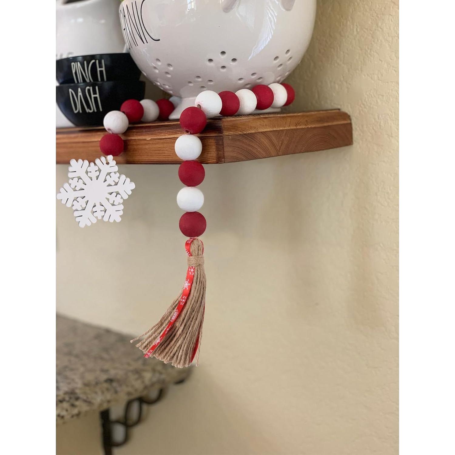 Guirnalda de Cuentas de Madera Navideña Sfoni 85cm Rústica