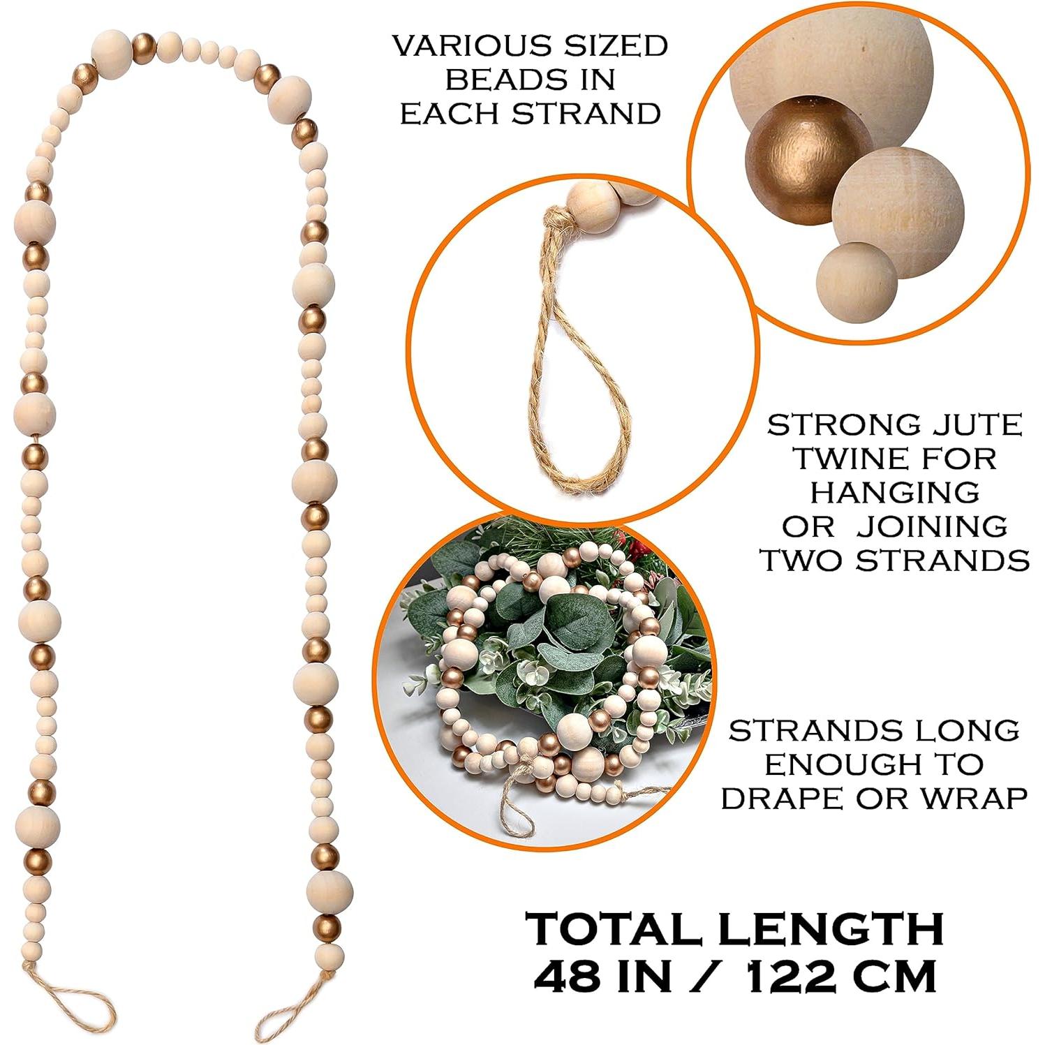 Guirnalda de cuentas de madera Main Event USA 2pk 1.2m