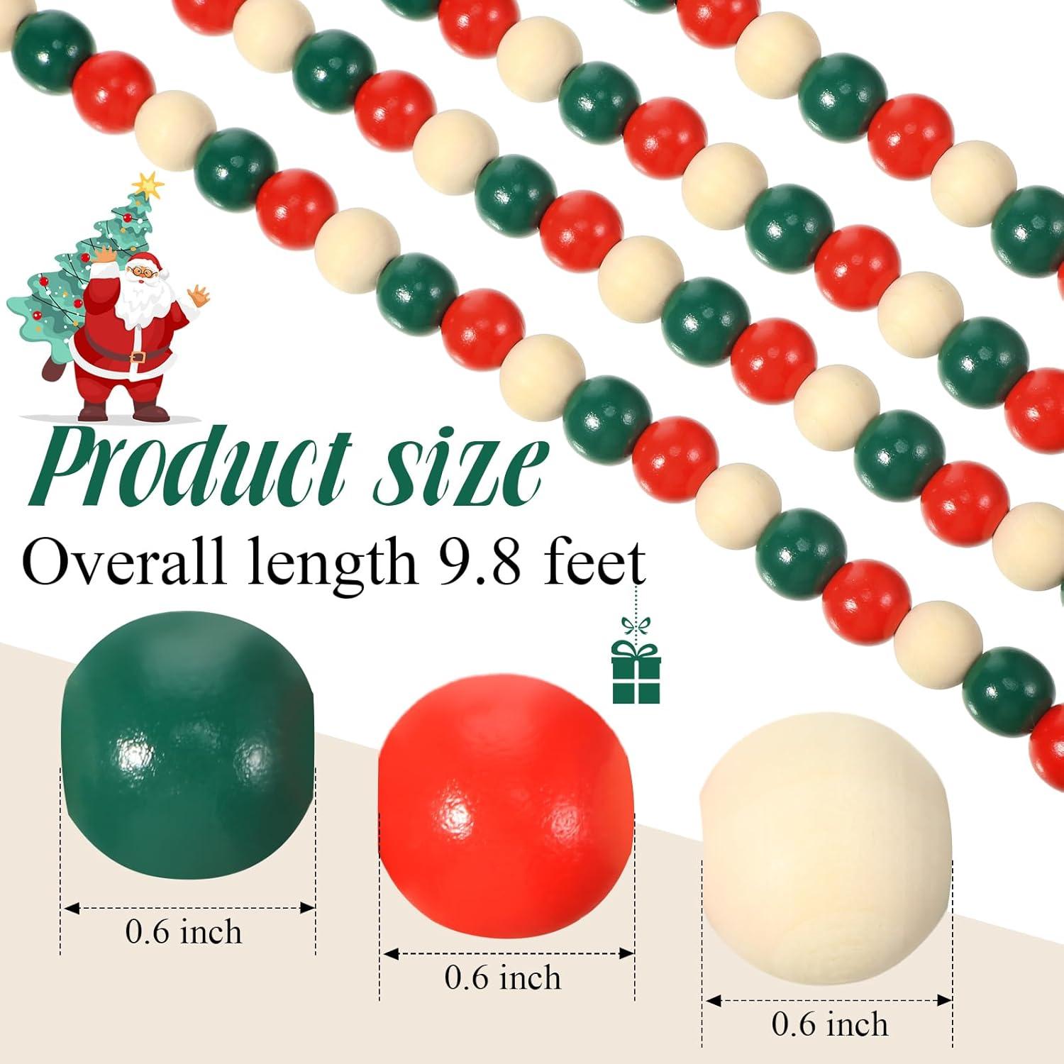 Guirnalda de Perlas de Madera Navidad 2.99m con Borlas