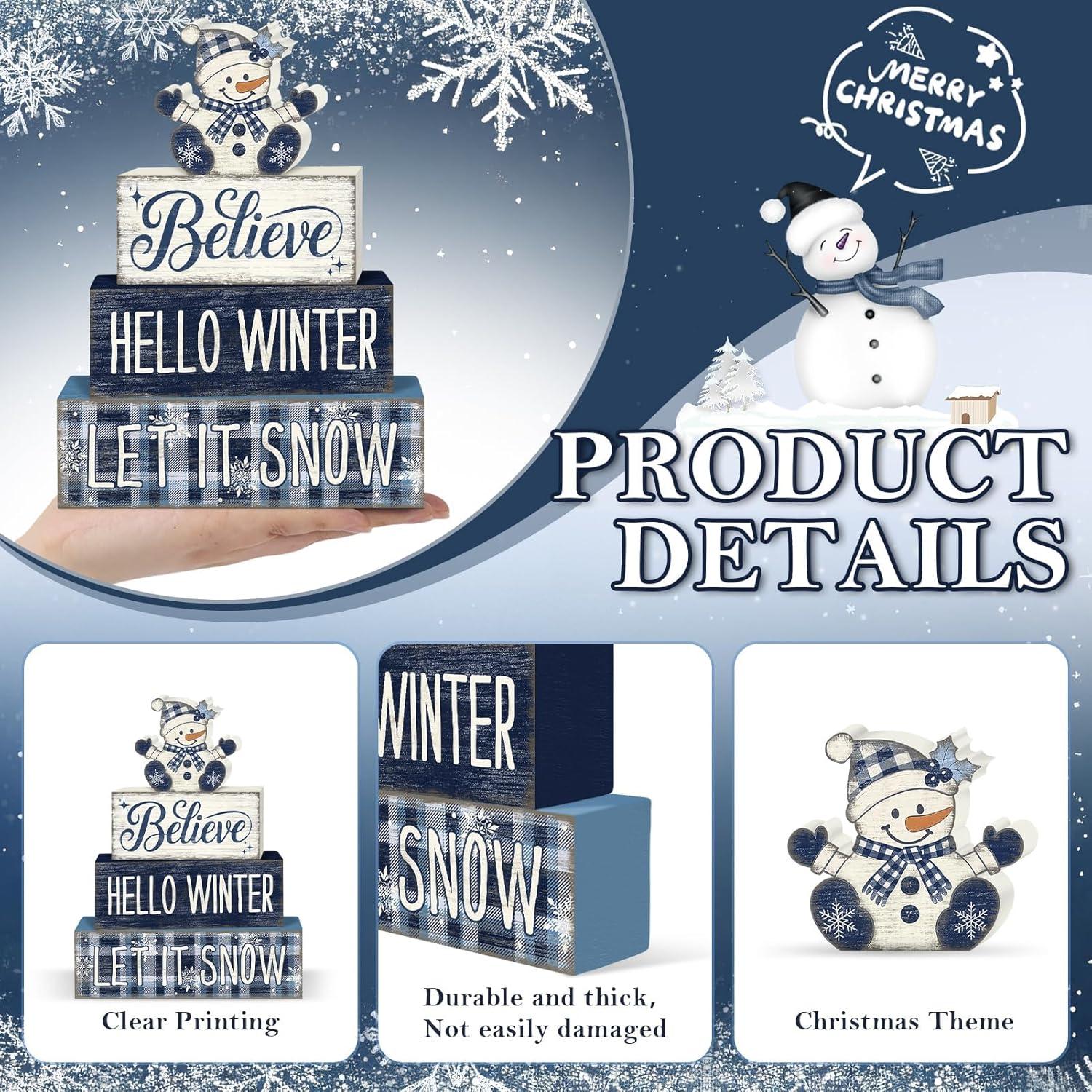 Decoración de Mesa de Muñeco de Nieve Britimes - 4 Piezas