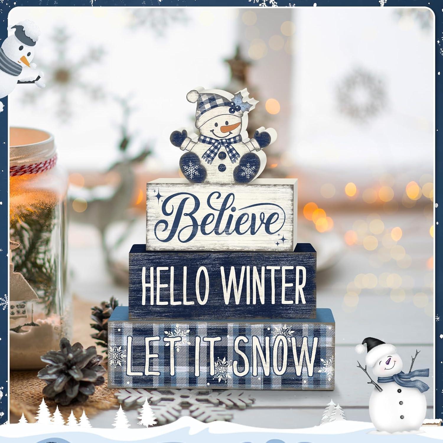 Decoración de Mesa de Muñeco de Nieve Britimes - 4 Piezas