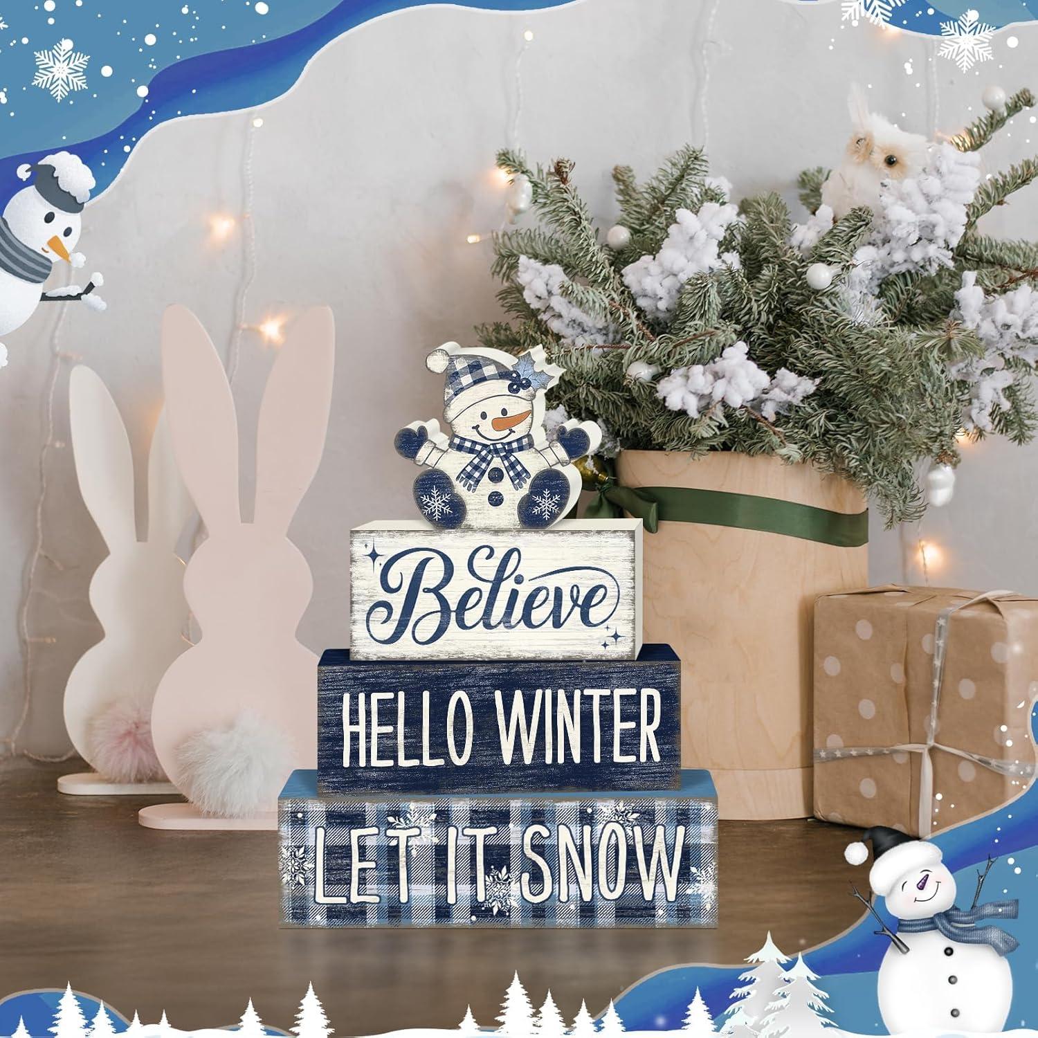 Decoración de Mesa de Muñeco de Nieve Britimes - 4 Piezas