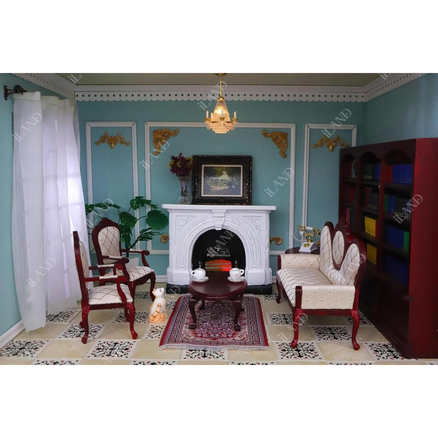 Chimenea Miniatura iLAND Neoclásica 1:12 con Luz y Accesorios