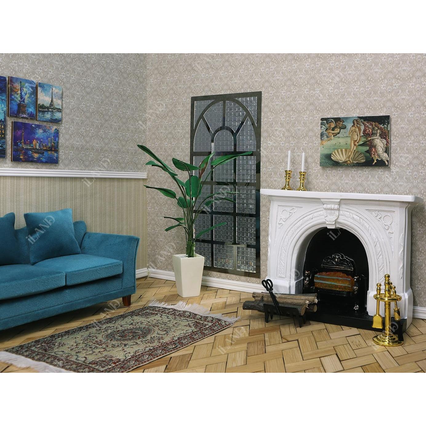 Chimenea Miniatura iLAND Neoclásica 1:12 con Luz y Accesorios