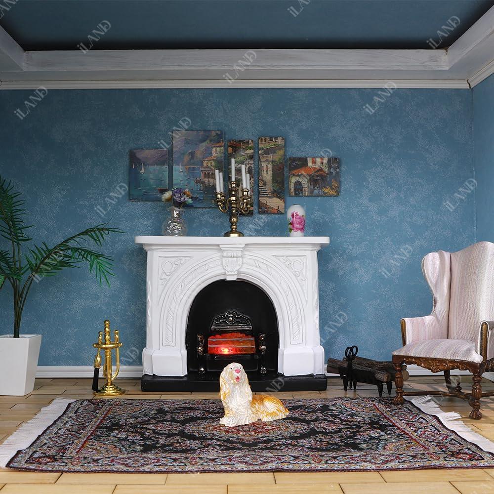 Chimenea Miniatura iLAND Neoclásica 1:12 con Luz y Accesorios