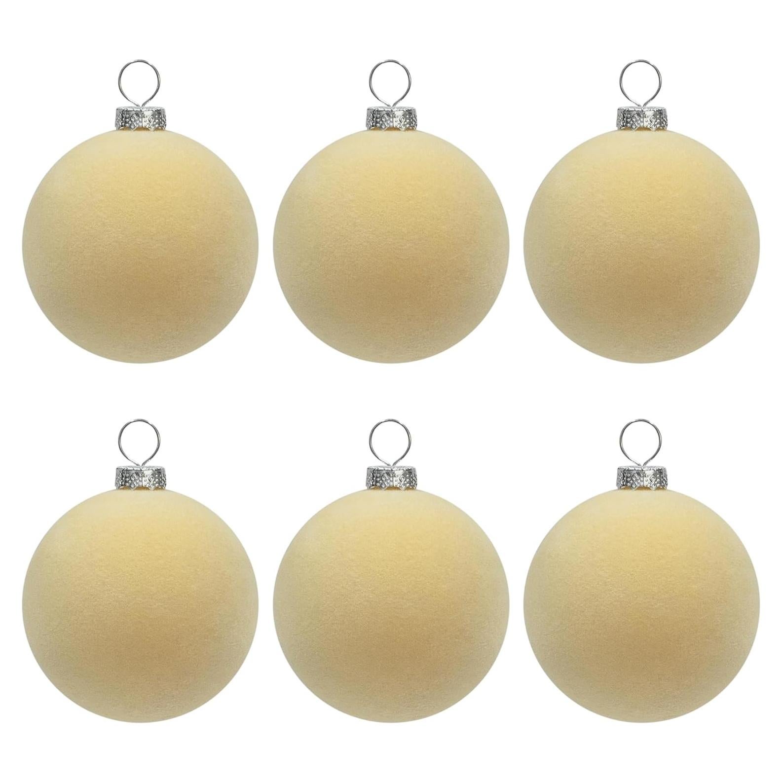 Bolas de Terciopelo Beige KI Store 6pcs 6 cm Adornos Navidad