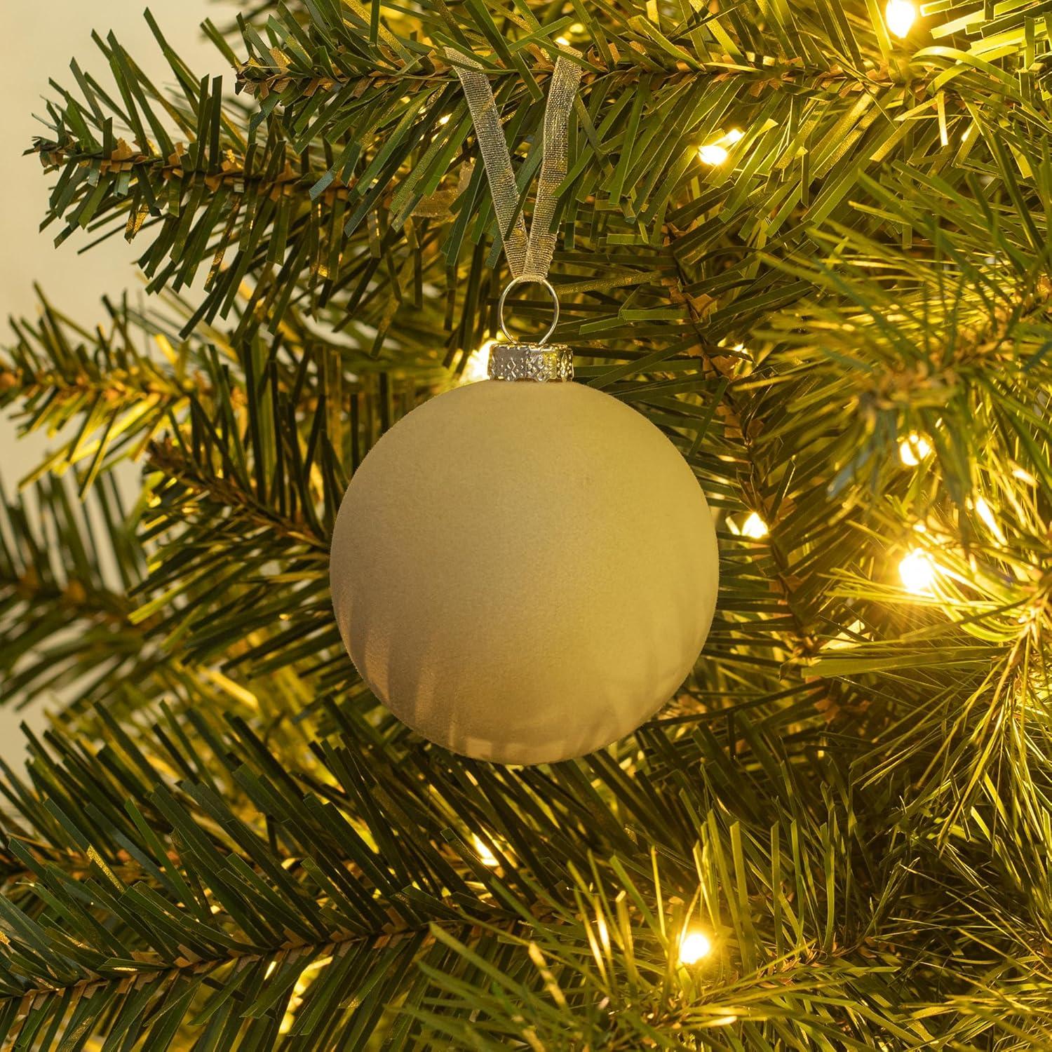 Bolas de Terciopelo Beige KI Store 6pcs 6 cm Adornos Navidad