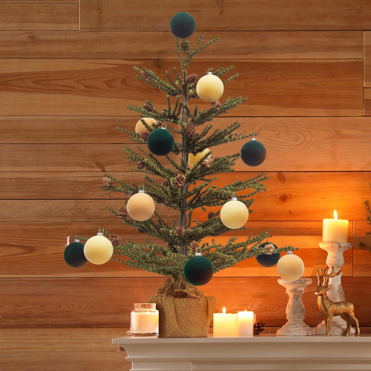 Bolas de Terciopelo Beige KI Store 6pcs 6 cm Adornos Navidad