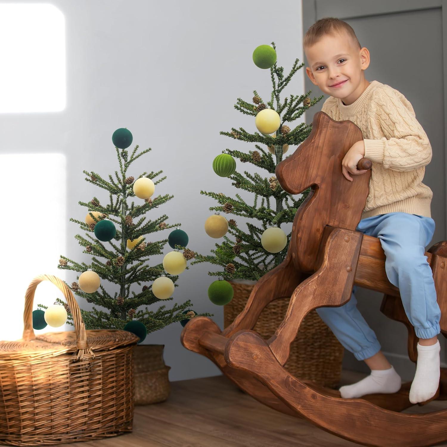 Bolas de Terciopelo Beige KI Store 6pcs 6 cm Adornos Navidad