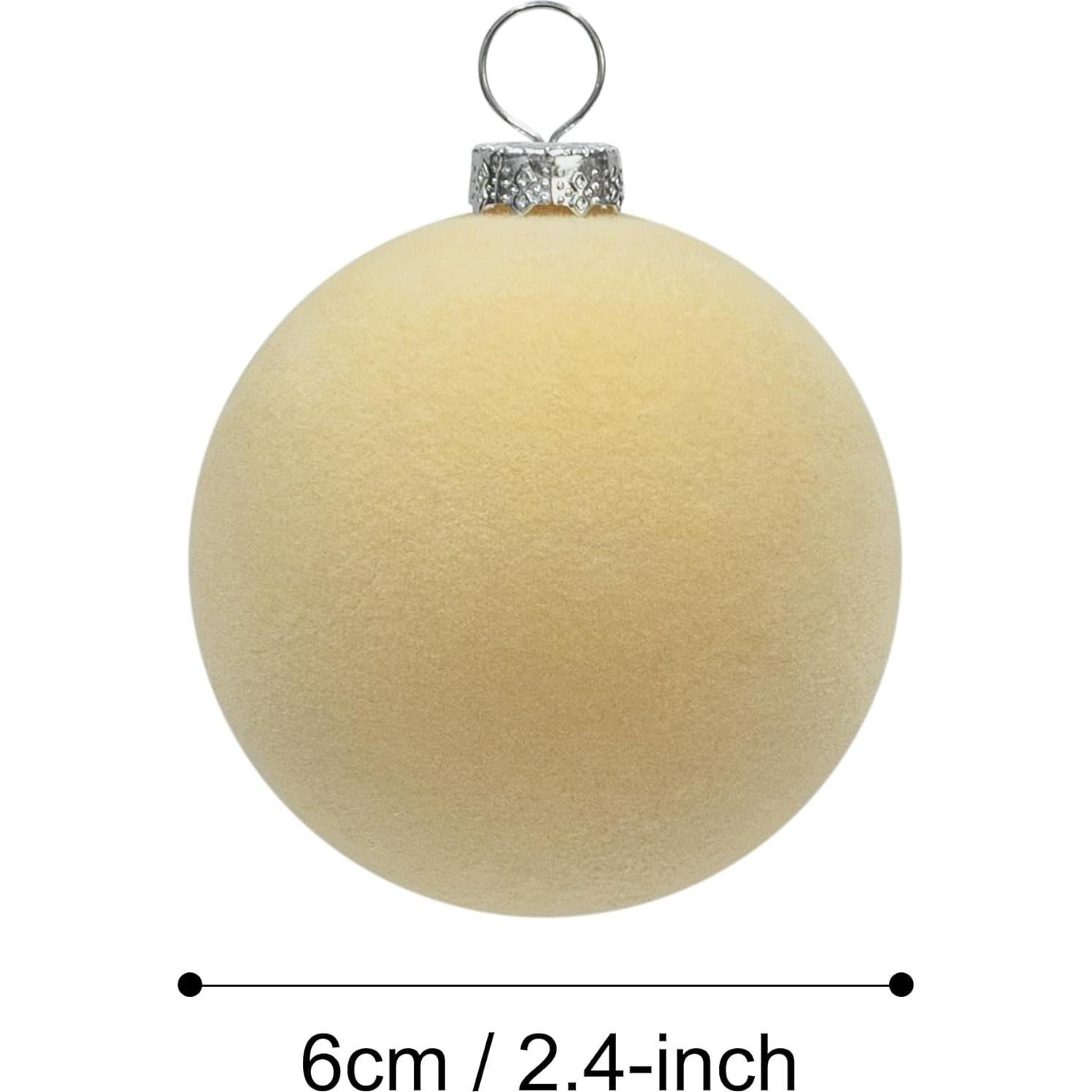 Bolas de Terciopelo Beige KI Store 6pcs 6 cm Adornos Navidad