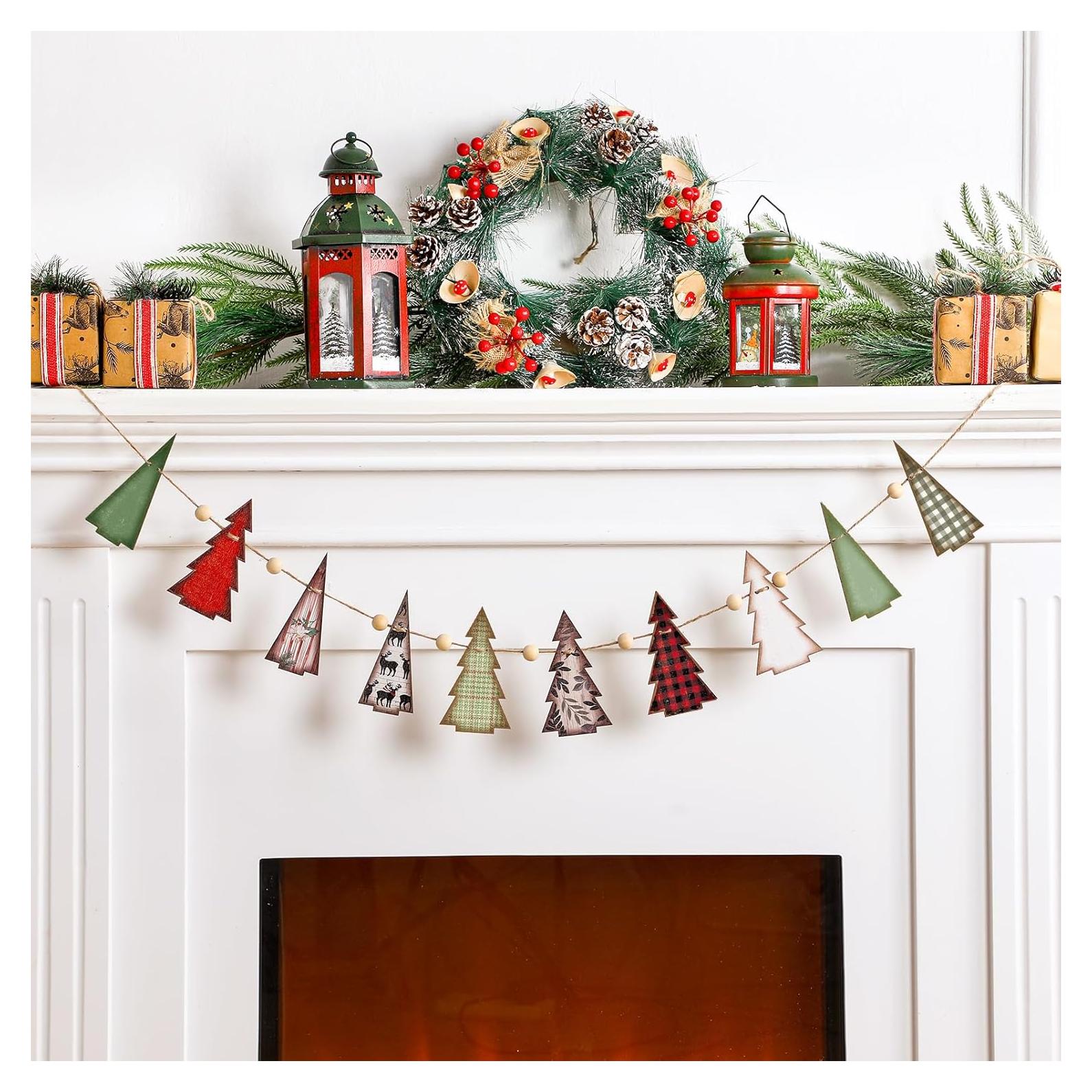 Guirnalda de Madera 2.5m Cinnvoice Árbol Navidad Rojo Verde