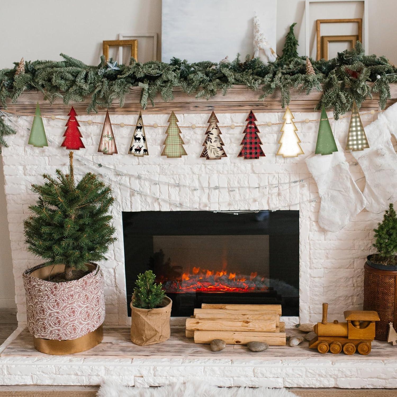 Guirnalda de Madera 2.5m Cinnvoice Árbol Navidad Rojo Verde