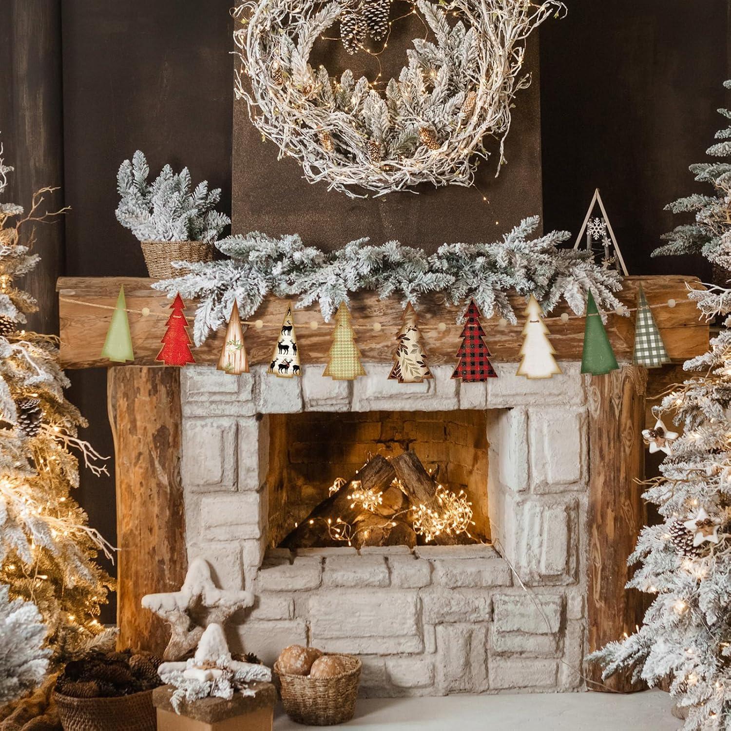 Guirnalda de Madera 2.5m Cinnvoice Árbol Navidad Rojo Verde