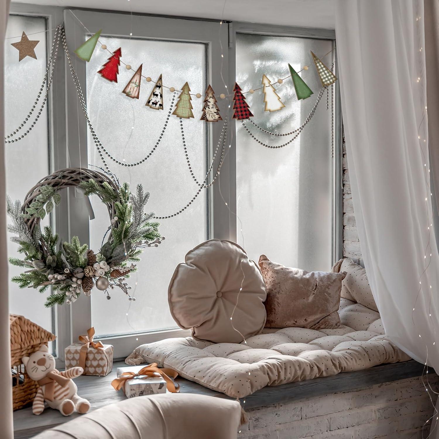 Guirnalda de Madera 2.5m Cinnvoice Árbol Navidad Rojo Verde