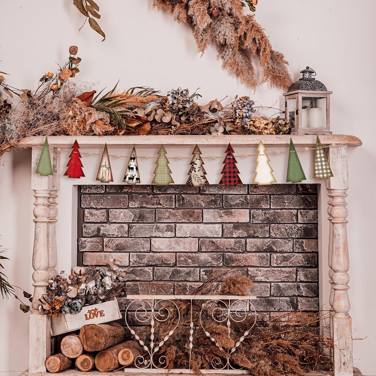 Guirnalda de Madera 2.5m Cinnvoice Árbol Navidad Rojo Verde