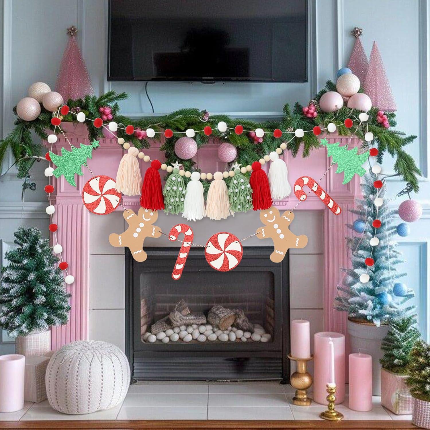 Guirnalda de Borlas y Pom Pom Navidad DCJHFJ 150g