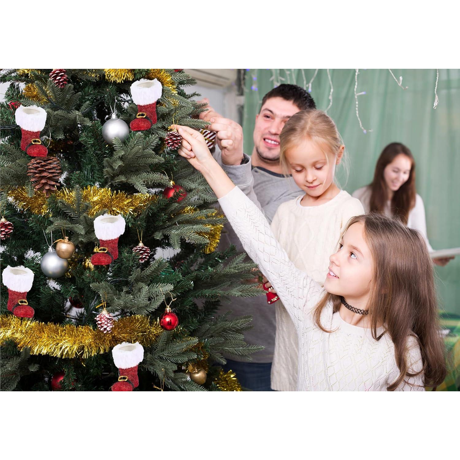 Botas de Santa Glaseadas Woo Fu Set de 4 Decoraciones Navidad