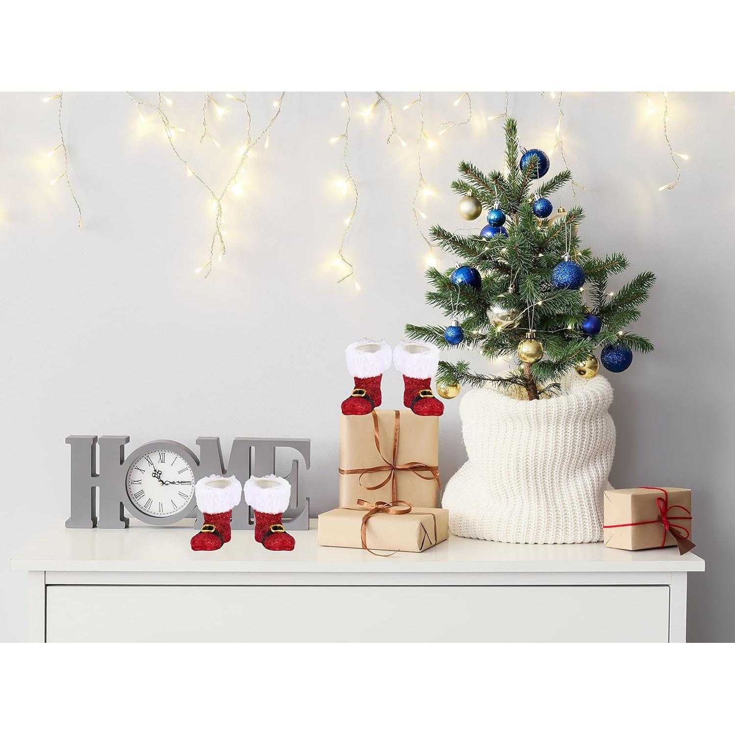 Botas de Santa Glaseadas Woo Fu Set de 4 Decoraciones Navidad