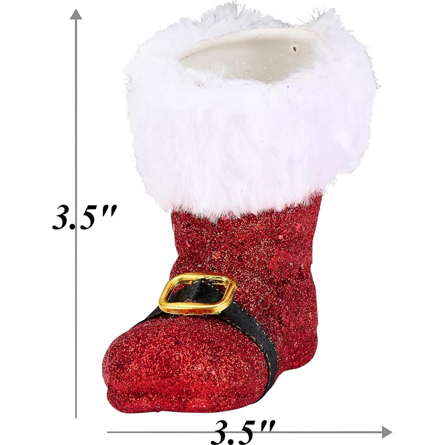 Botas de Santa Glaseadas Woo Fu Set de 4 Decoraciones Navidad