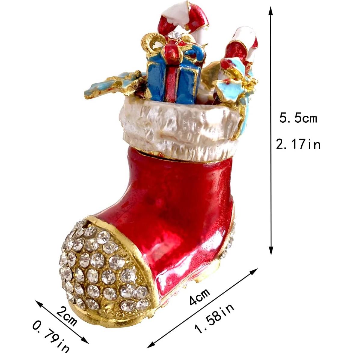 Caja de Joyería Bota de Santa Claus Pintada a Mano 5.5 cm