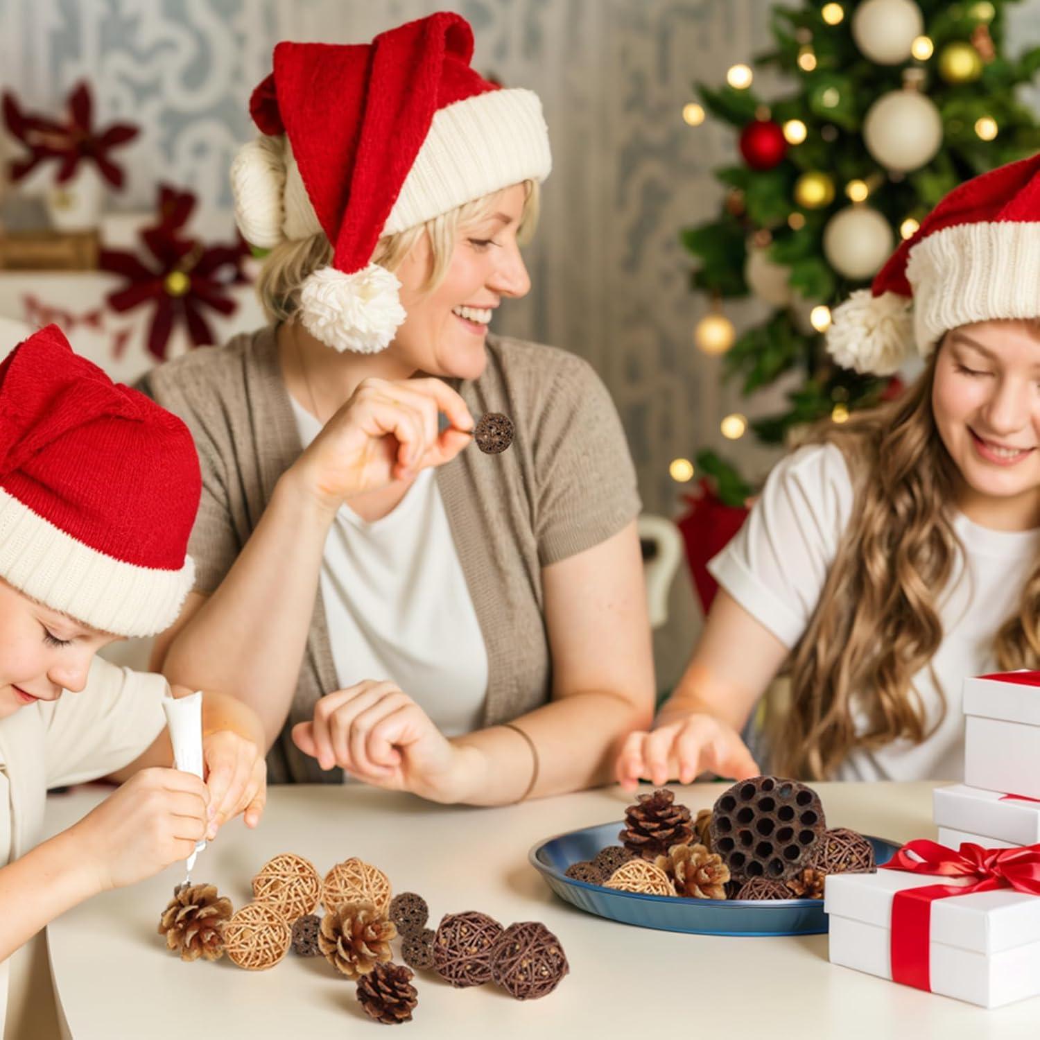 DomeStar Set 38PCS Adornos de Piñas Naturales y Ratan