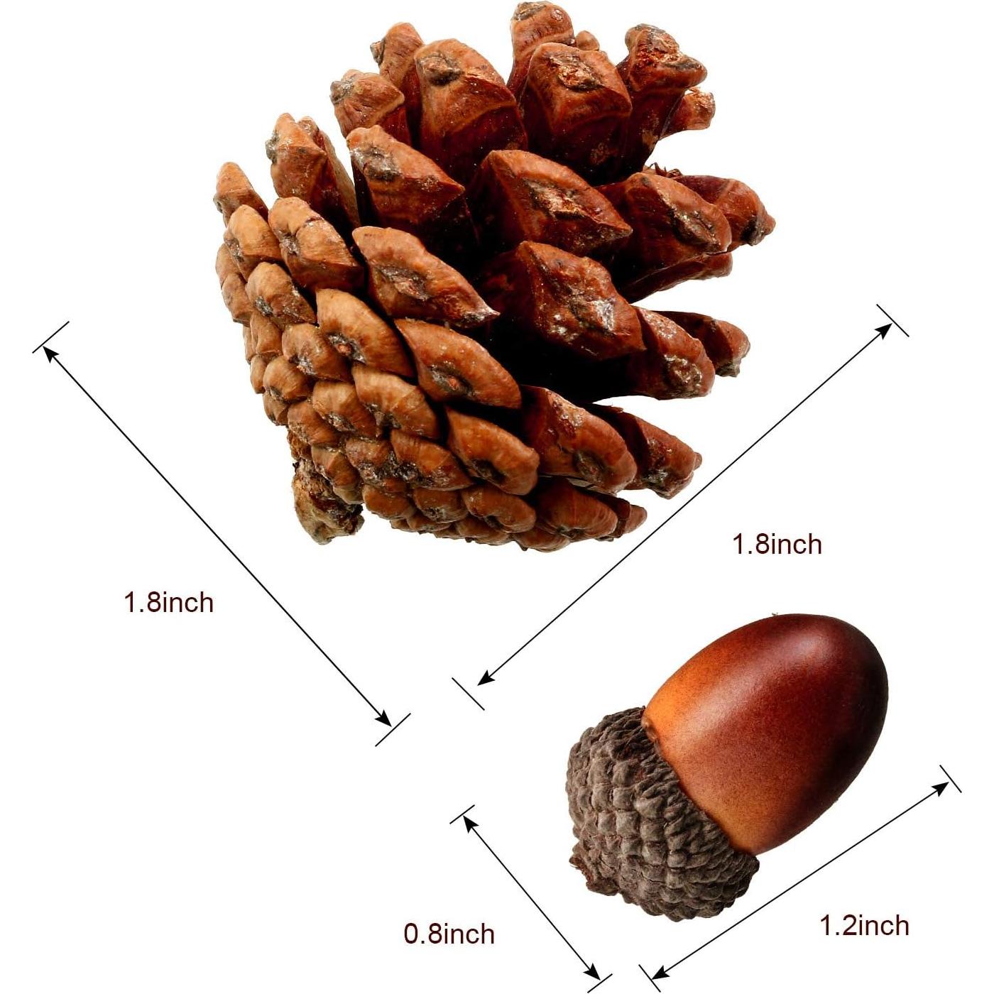 Pangda 120 Pcs Bellotas Artificiales y Piñas para Decoración