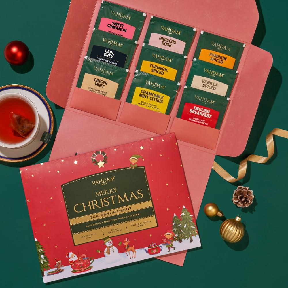 Set de Regalo de Té VAHDAM Navidad 2025 - 9 Bolsitas Premium