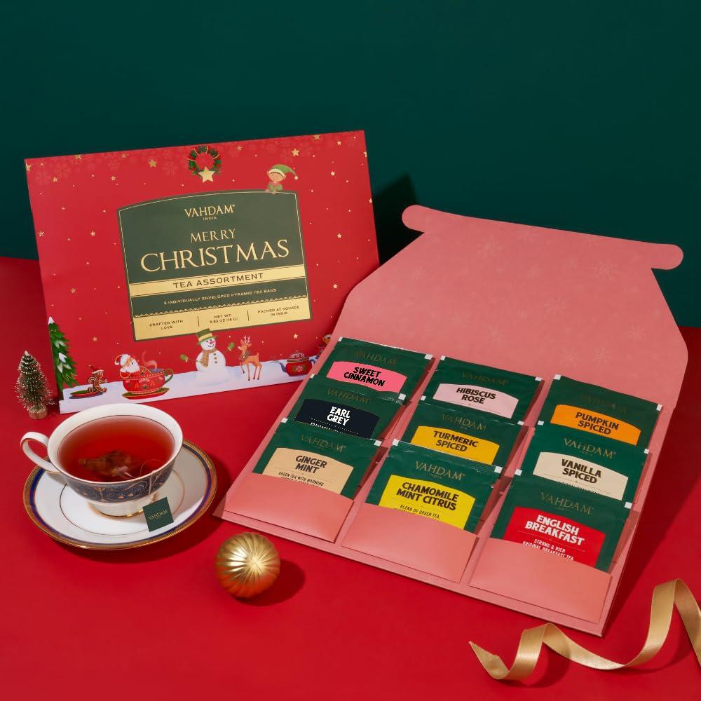 Set de Regalo de Té VAHDAM Navidad 2025 - 9 Bolsitas Premium