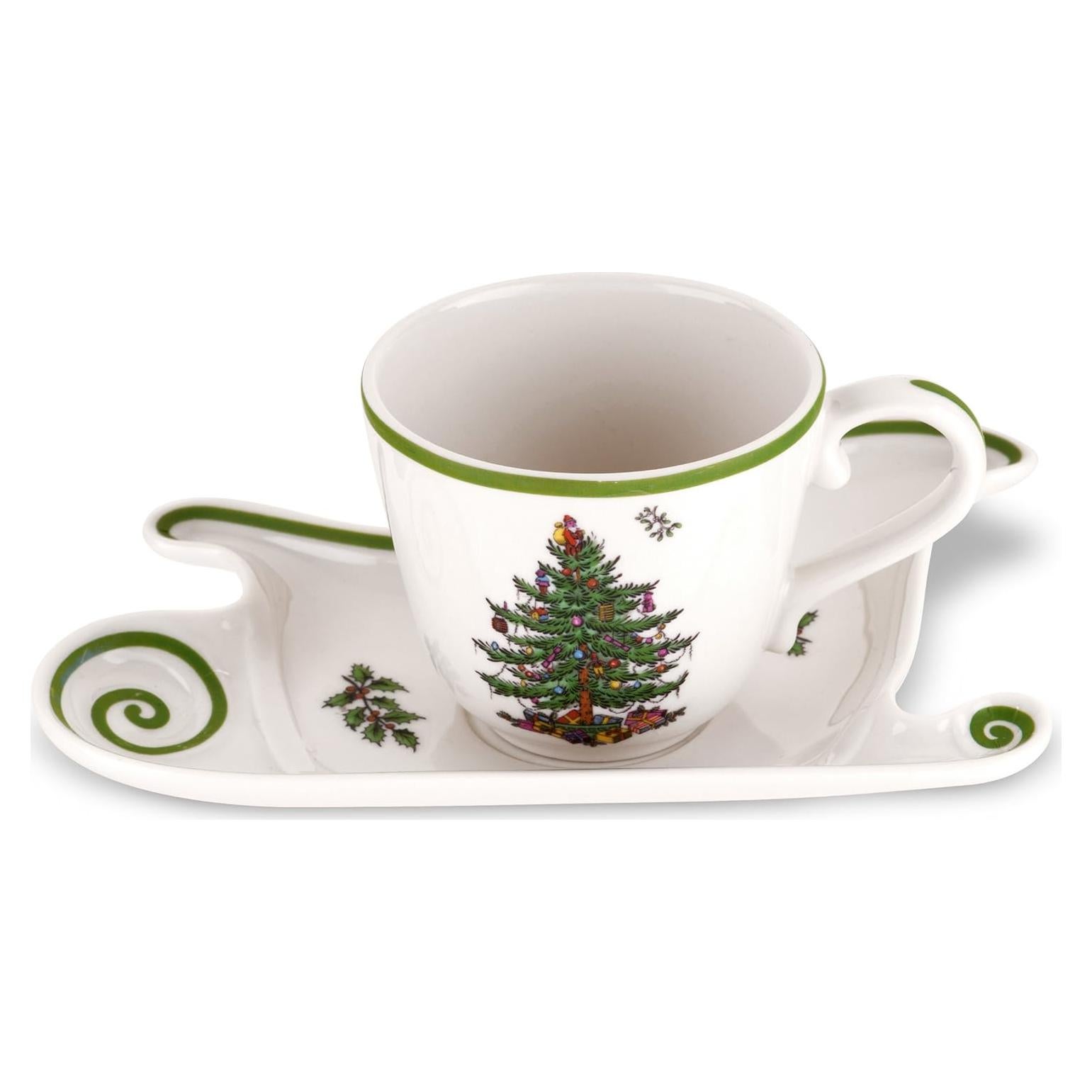 Taza Jumbo Spode Christmas Tree 532ml con Plato Trineo