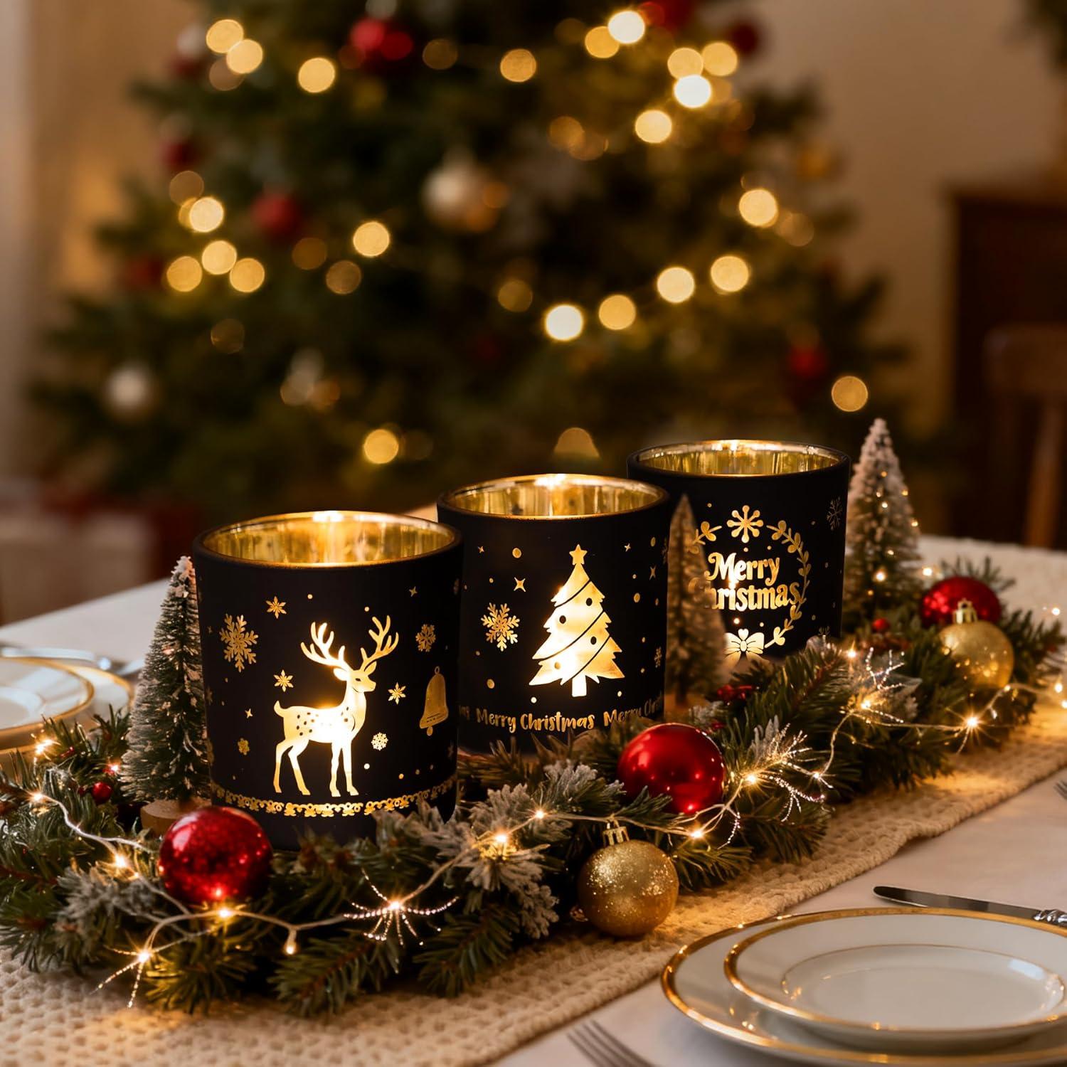 Set de 3 Soportes de Velas de Vidrio Larcenciel Navidad