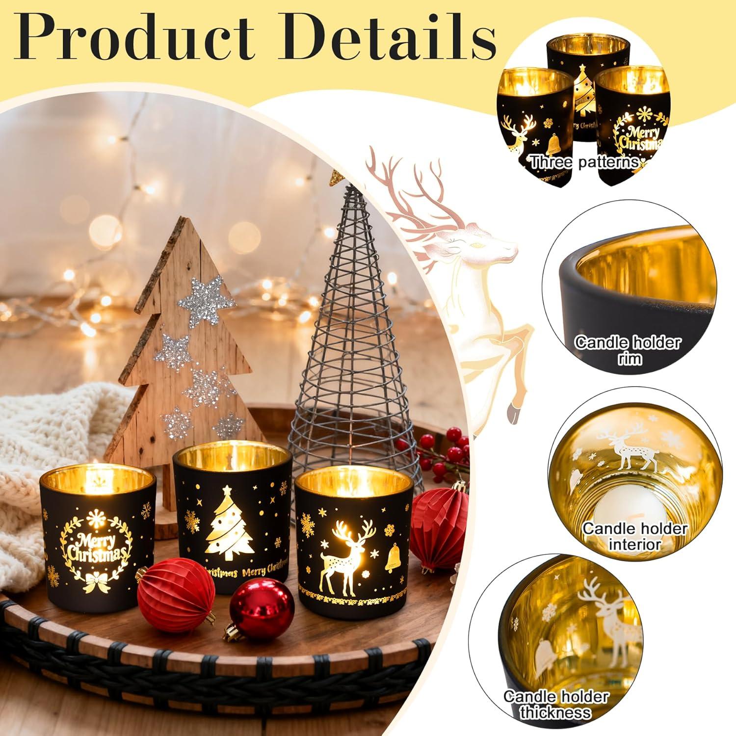 Set de 3 Soportes de Velas de Vidrio Larcenciel Navidad